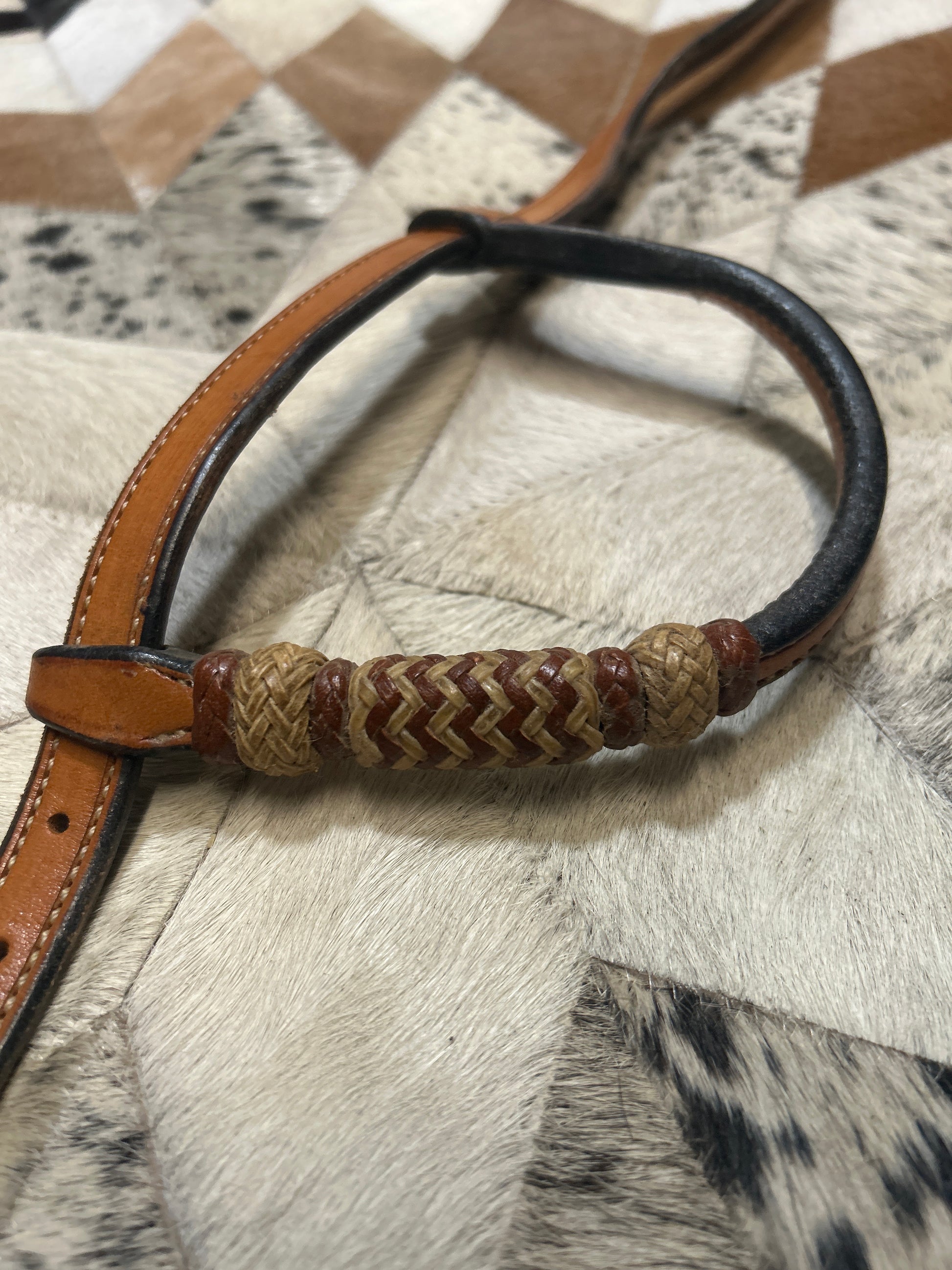 MJ Liggett Saddlery Braided Rawhide One Ear Headstall-Western Headstall-Consignment-Evolution Equestrian Co.