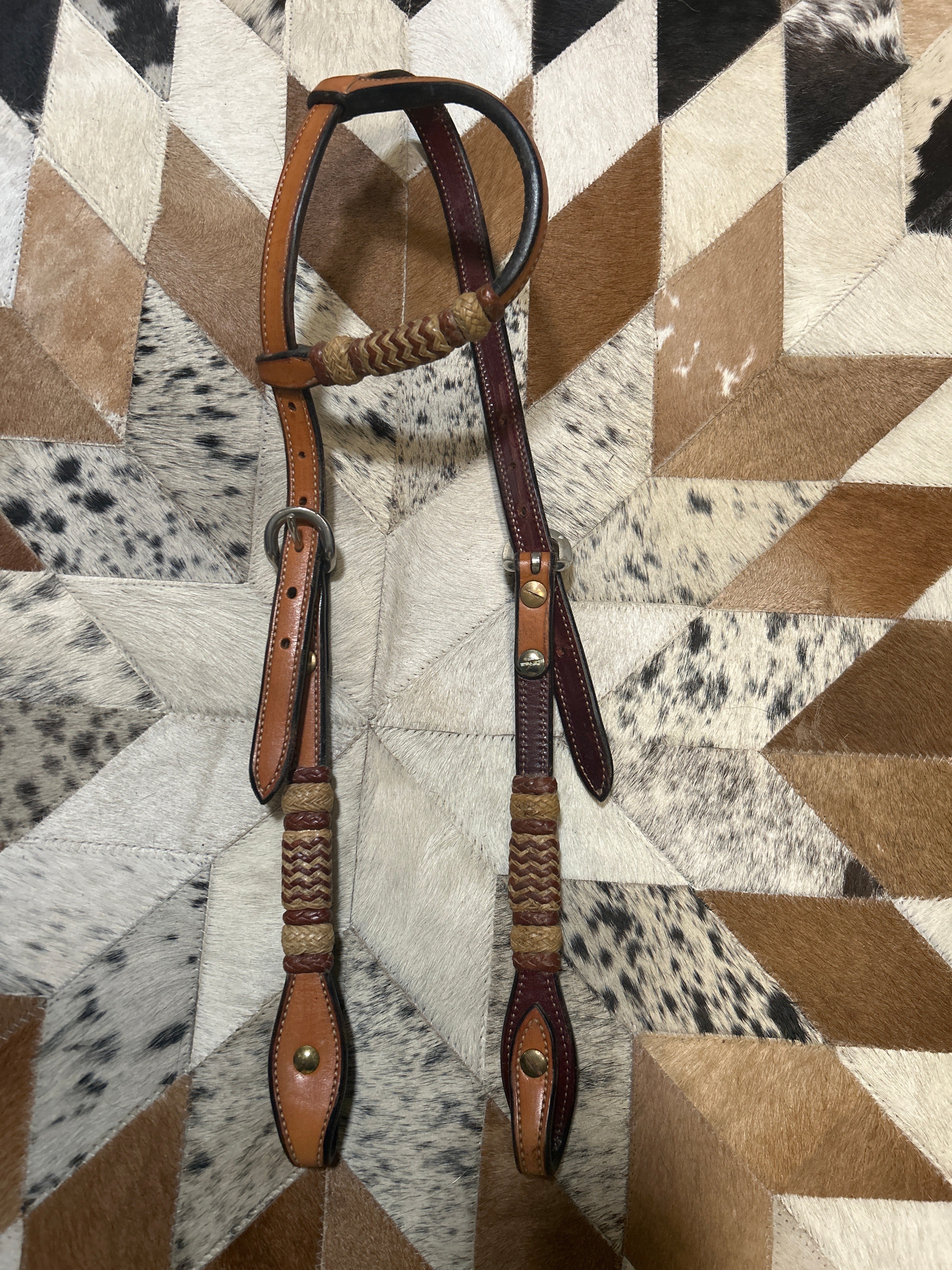 MJ Liggett Saddlery Braided Rawhide One Ear Headstall-Western Headstall-Consignment-Evolution Equestrian Co.