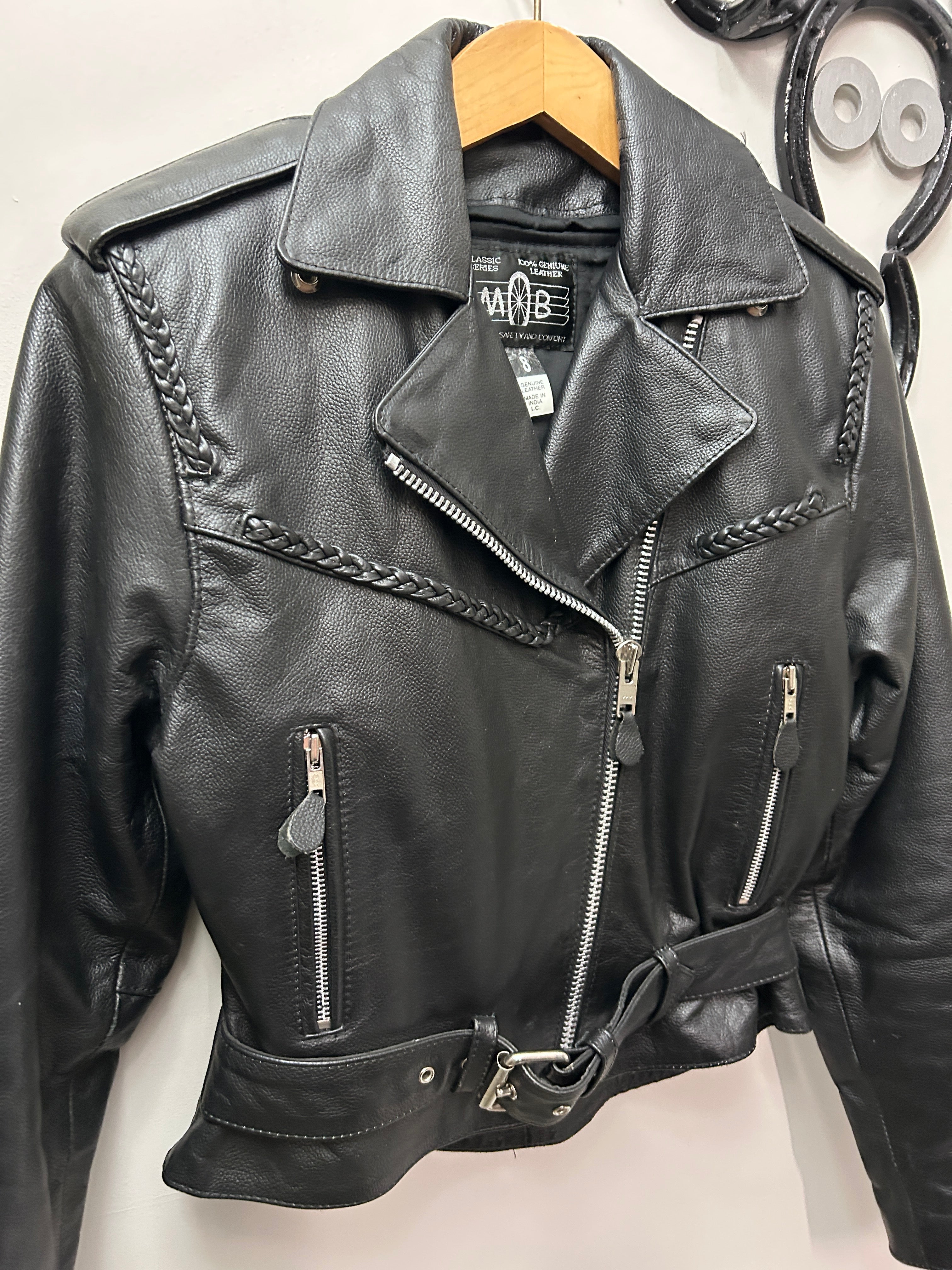 MOB Black Ladies Leather Jacket 8-Jacket-Consignment-Evolution Equestrian Co.
