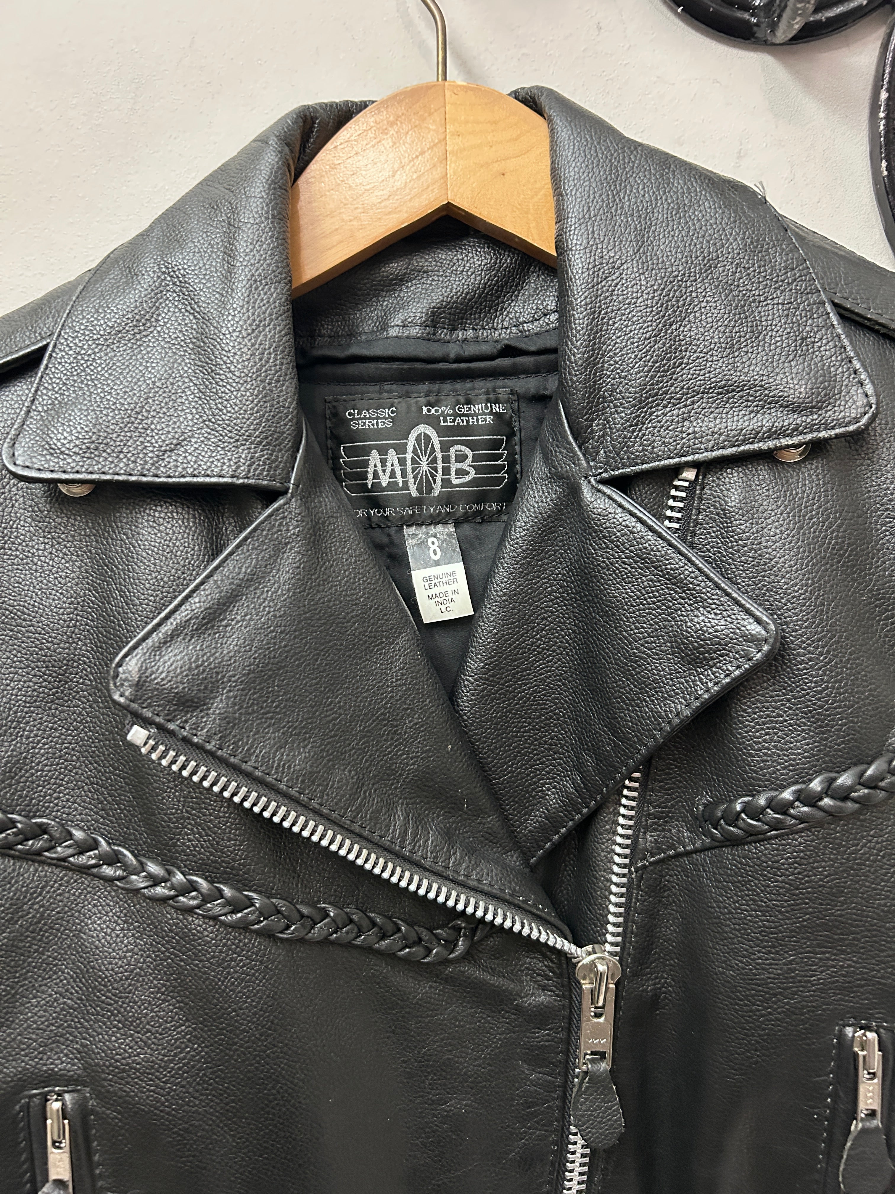 MOB Black Ladies Leather Jacket 8-Jacket-Consignment-Evolution Equestrian Co.