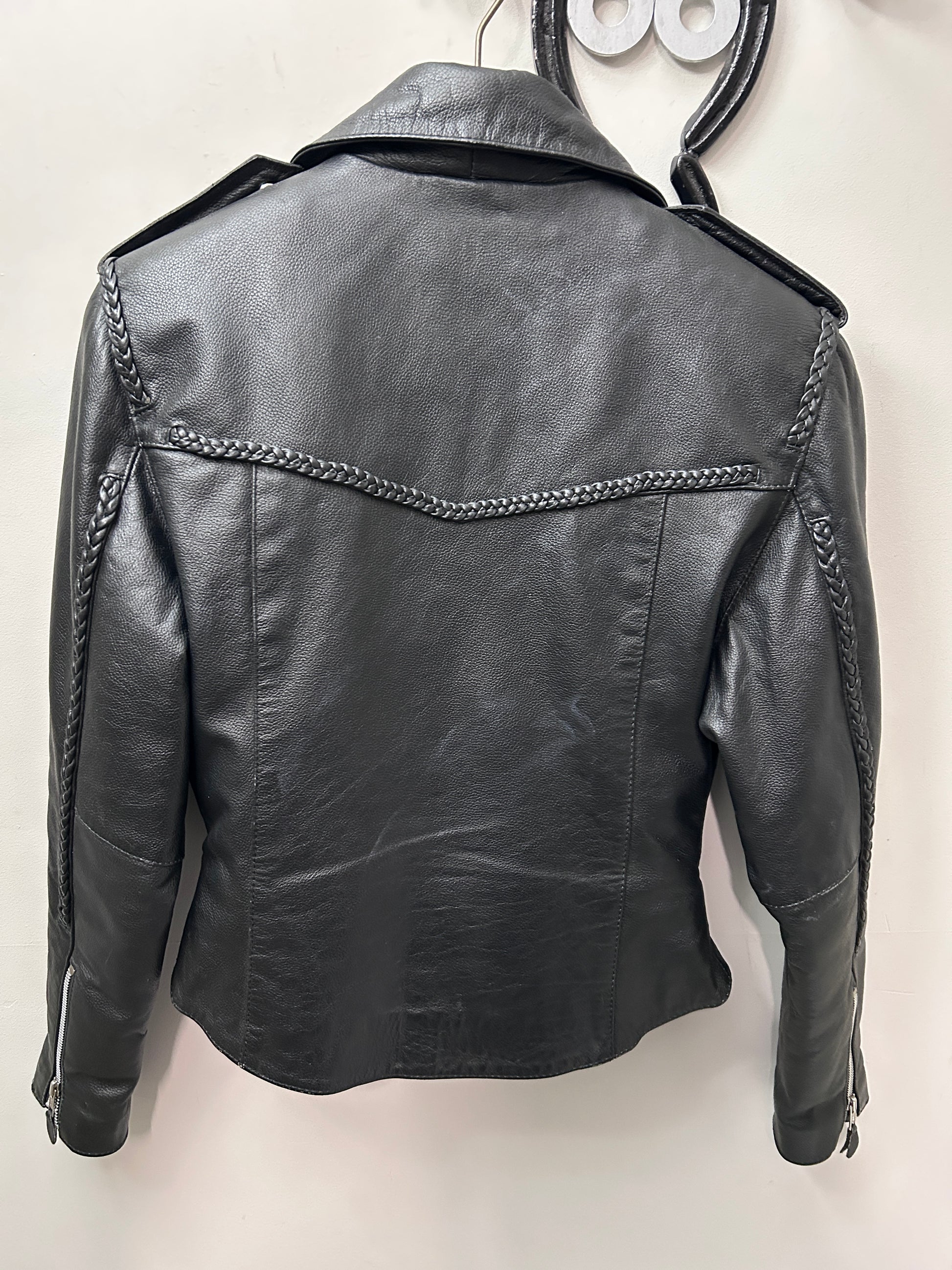 MOB Black Ladies Leather Jacket 8-Jacket-Consignment-Evolution Equestrian Co.