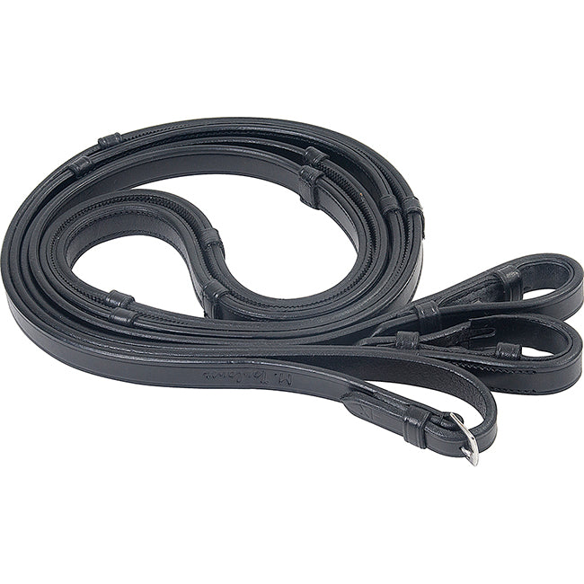 M. Toulouse Platinum Black Rubber Lined Leather Reins