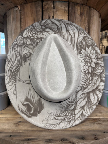 MVR Wide Brim Fedora Hat Floral Steed Beige-Hats-Mountain View Ranch Design-Evolution Equestrian Co.