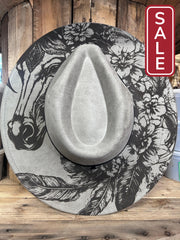 MVR Wide Brim Fedora Hat Floral Steed Taupe-Hats-Mountain View Ranch Design-Evolution Equestrian Co.