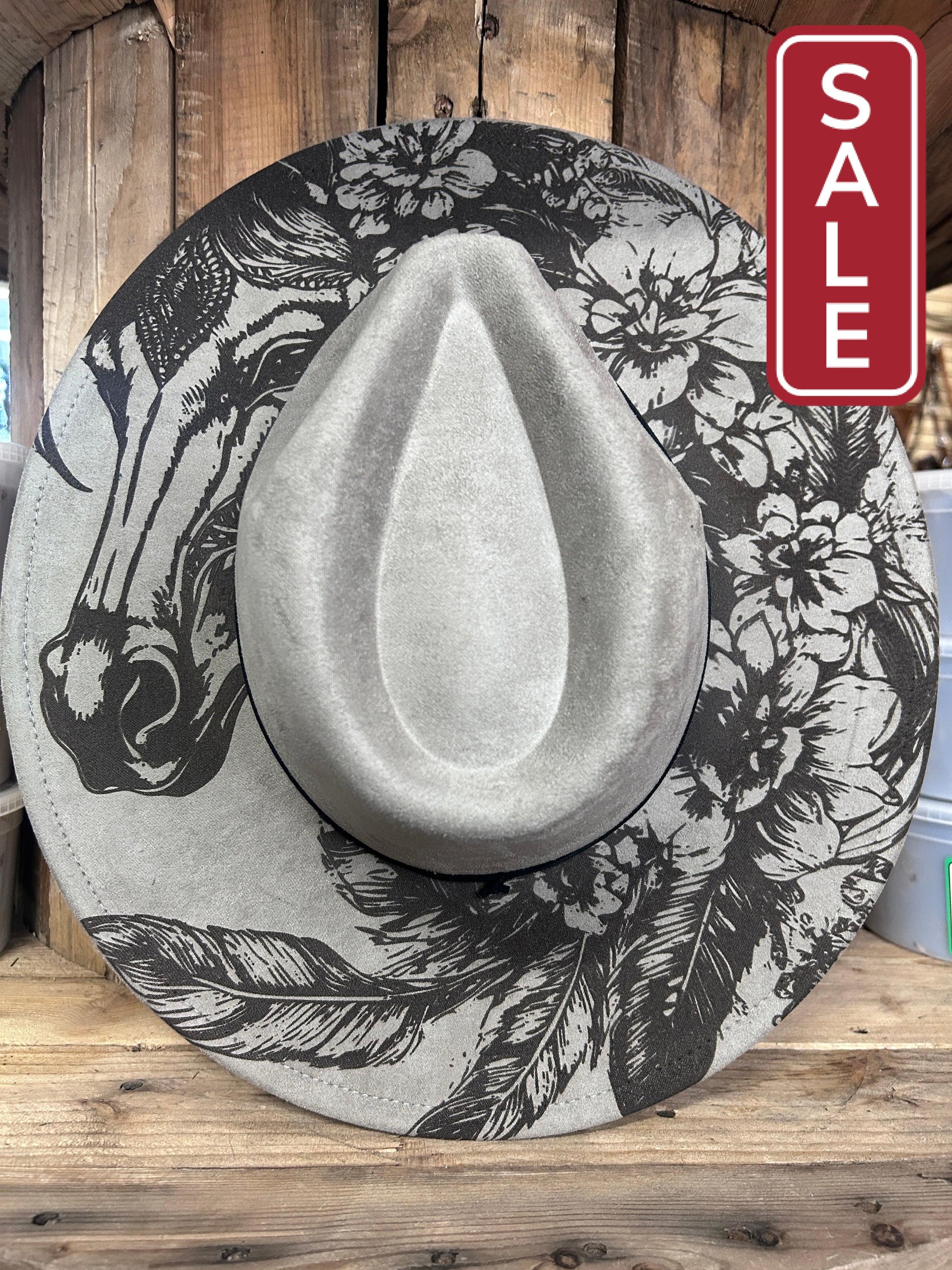 MVR Wide Brim Fedora Hat Floral Steed Taupe-Hats-Mountain View Ranch Design-Evolution Equestrian Co.