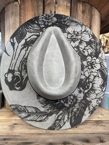 MVR Wide Brim Fedora Hat Floral Steed Taupe-Hats-Mountain View Ranch Design-Evolution Equestrian Co.