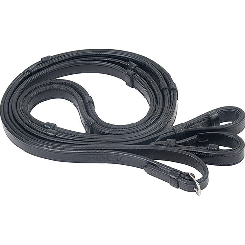 M. Toulouse Platinum Black Rubber Lined Leather Reins-English Reins-Can Pro Equestrian Supply-Evolution Equestrian Co.