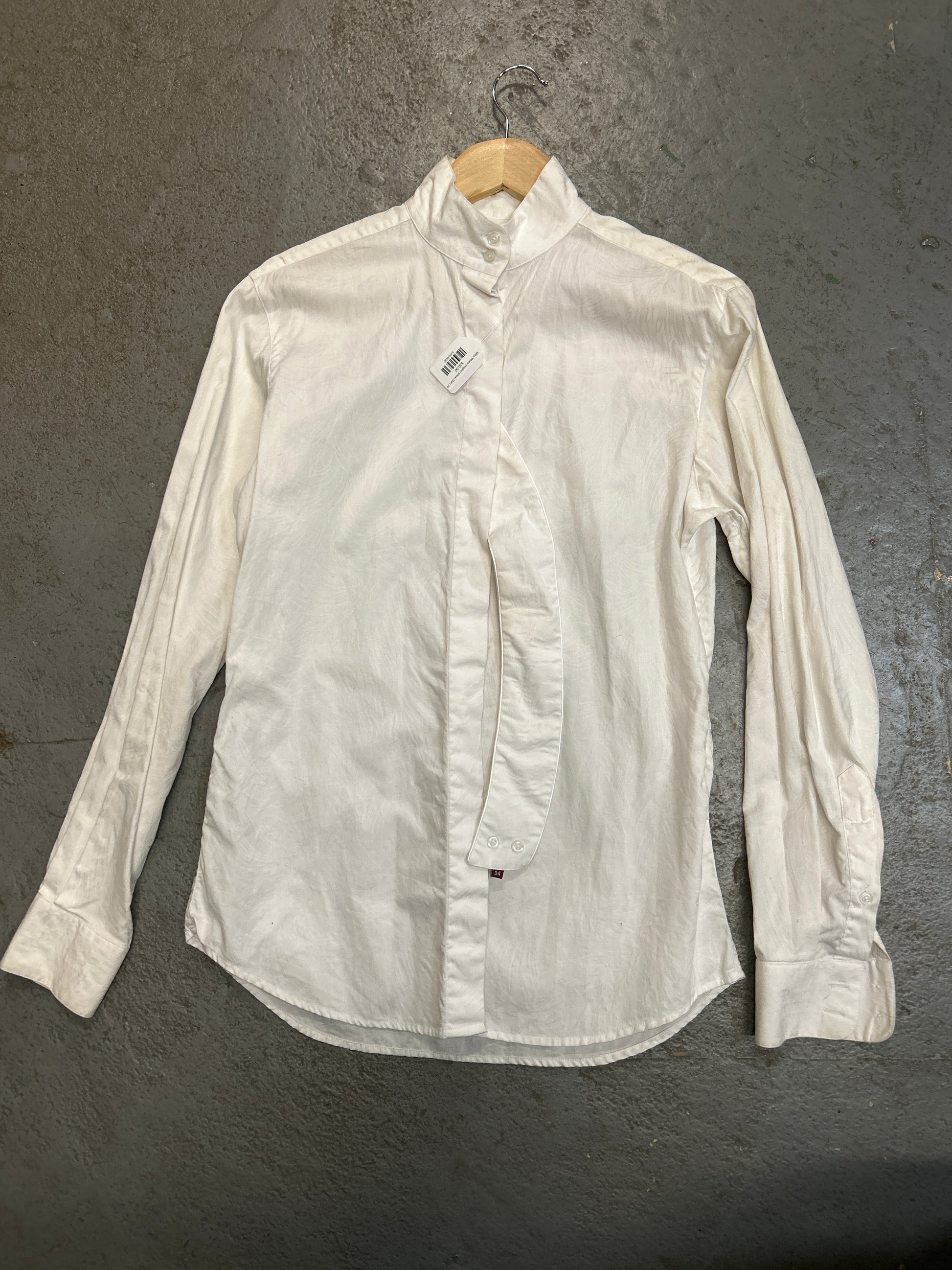 Miku White English Show Shirt 34-Show Shirts-Consignment-Evolution Equestrian Co.