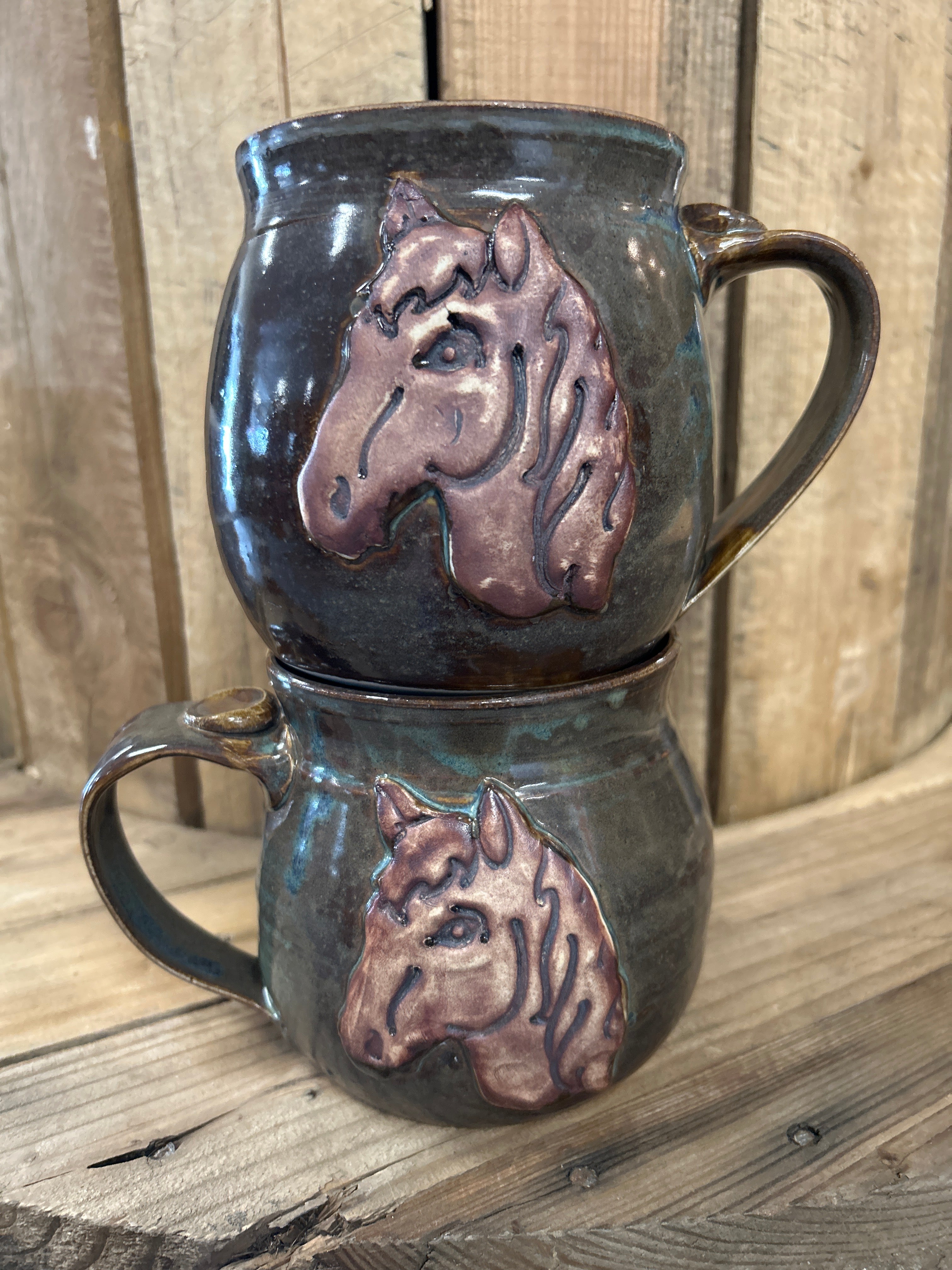 Muddy Duck Pottery Horse Mugs-Mugs-Muddy Duck Pottery-Mountains-Evolution Equestrian Co.