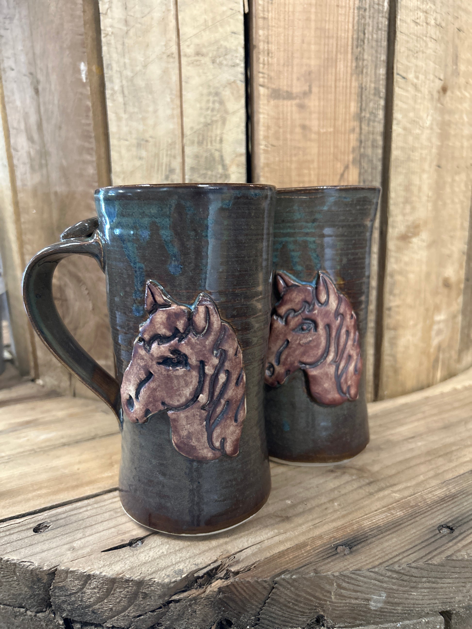 Muddy Duck Pottery Horse Mugs-Mugs-Muddy Duck Pottery-Mountains-Evolution Equestrian Co.