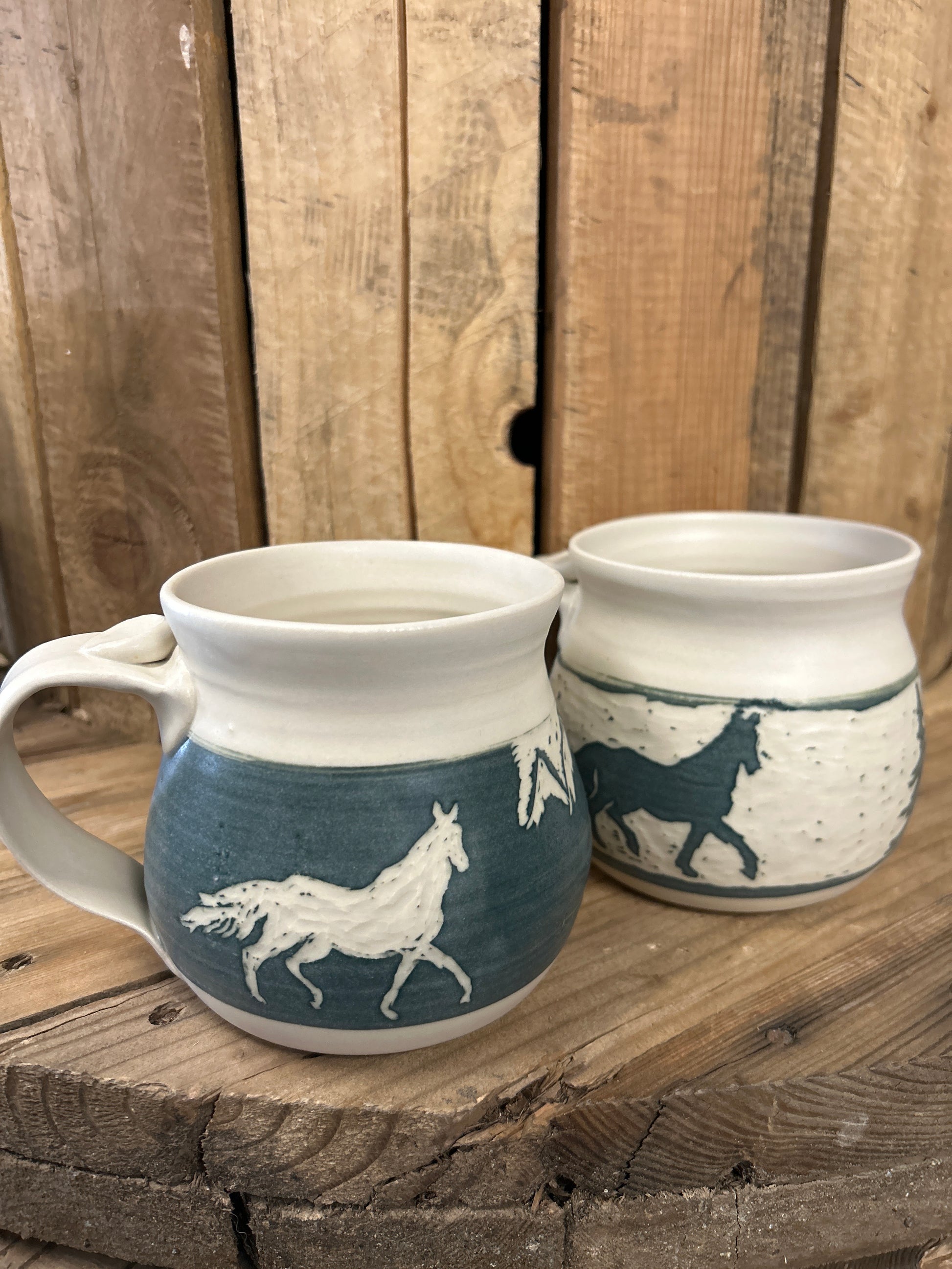 Muddy Duck Pottery Horse Mugs-Mugs-Muddy Duck Pottery-Mountains-Evolution Equestrian Co.
