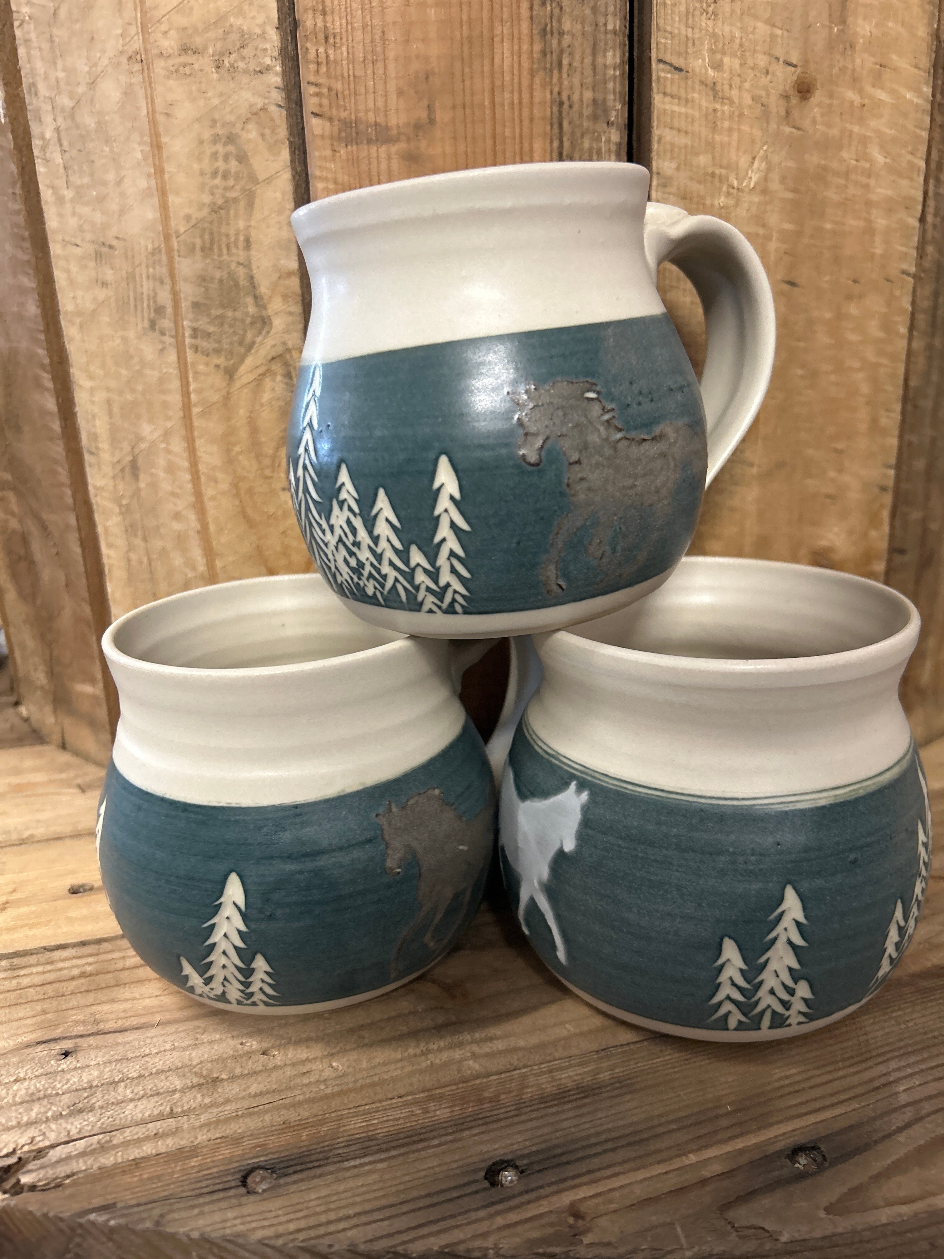 Muddy Duck Pottery Horse Mugs-Mugs-Muddy Duck Pottery-Mountains-Evolution Equestrian Co.