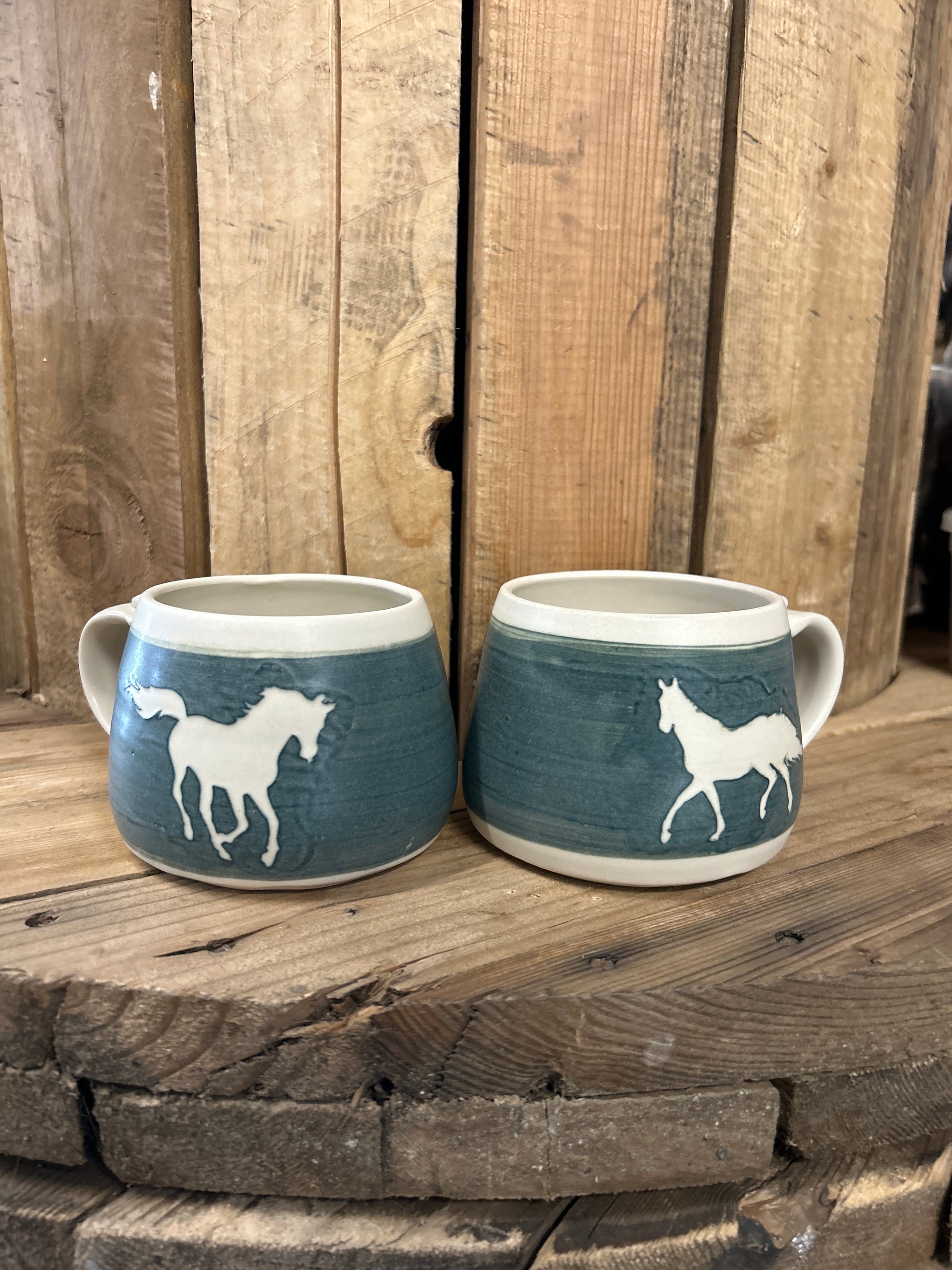 Muddy Duck Pottery Horse Mugs-Mugs-Muddy Duck Pottery-Squat Mug-Evolution Equestrian Co.