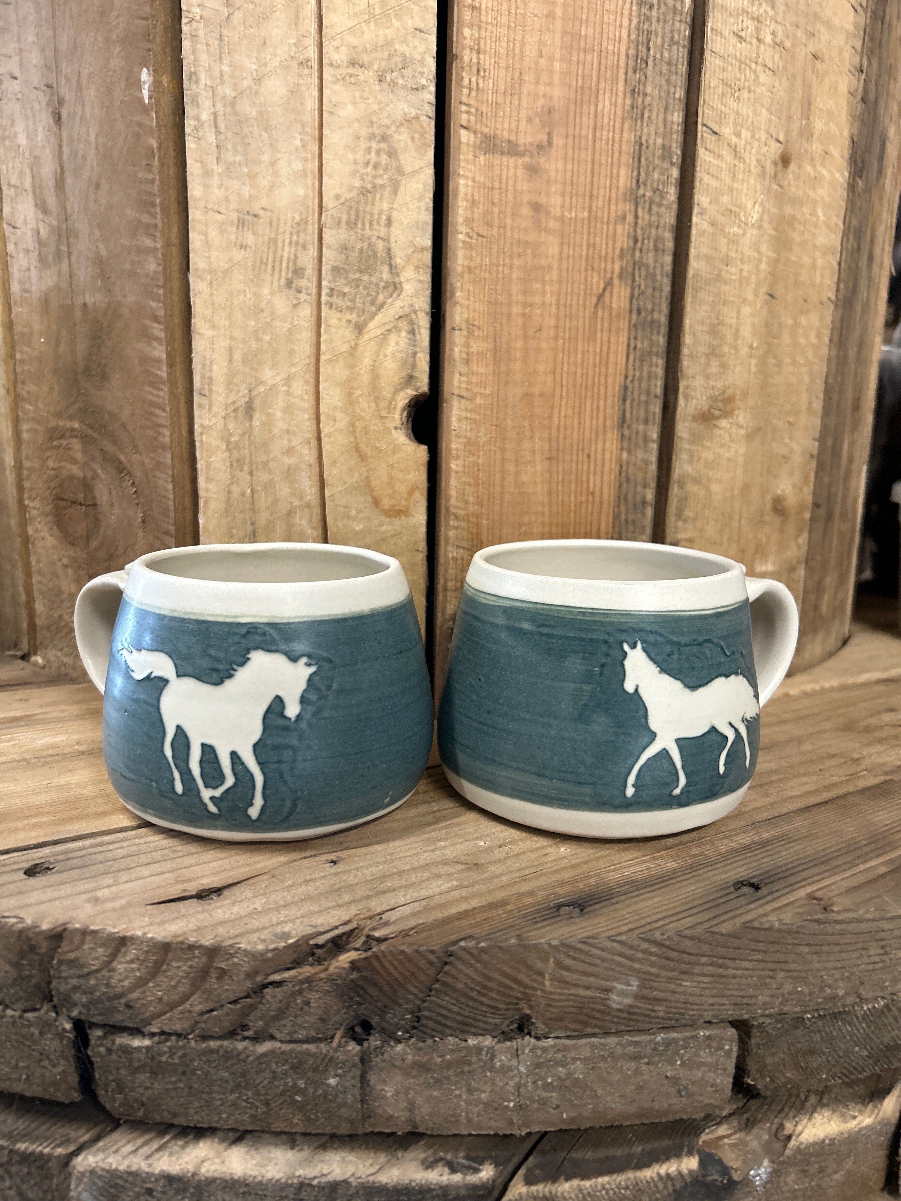 Muddy Duck Pottery Horse Mugs-Mugs-Muddy Duck Pottery-Squat Mug-Evolution Equestrian Co.