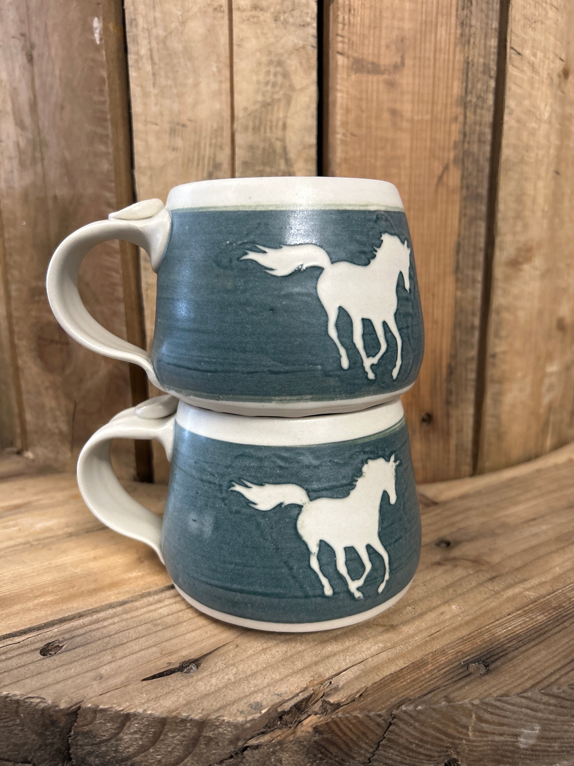 Muddy Duck Pottery Horse Mugs-Mugs-Muddy Duck Pottery-Mountains-Evolution Equestrian Co.
