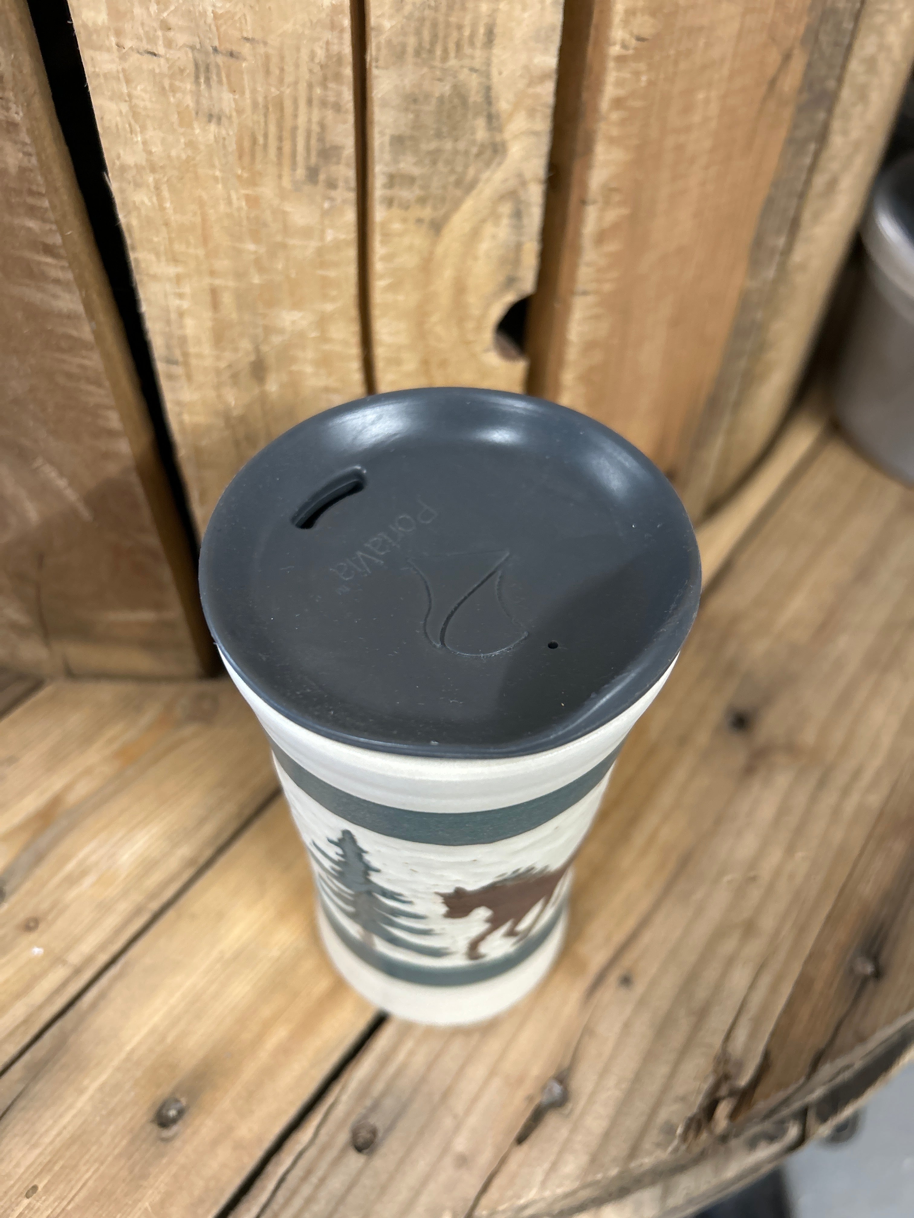 Muddy Duck Pottery Horse Mugs with Lids-Mugs-Muddy Duck Pottery-White and Green-Evolution Equestrian Co.