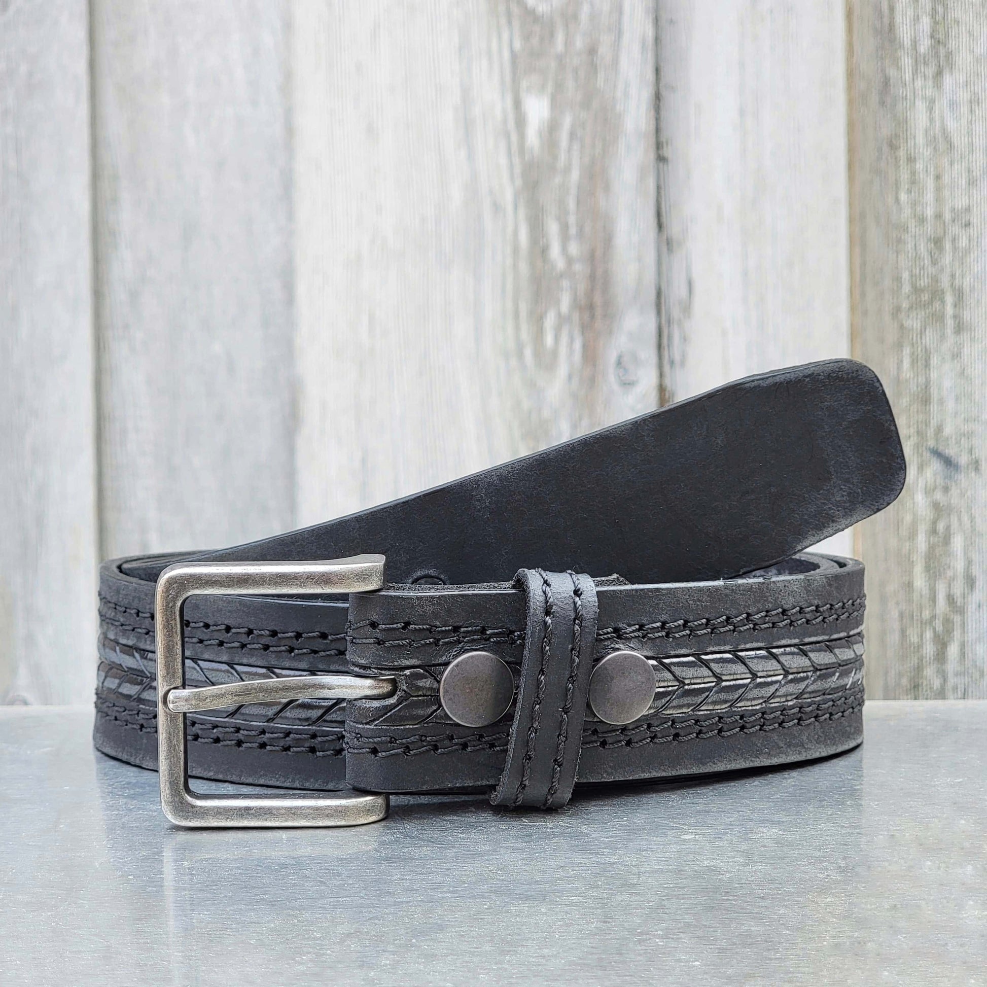 NAB LEATHER - Brown Arrow Patterned 100% Real Distressed Leather Belt: Brown / 46-NAB LEATHER-Evolution Equestrian Co.