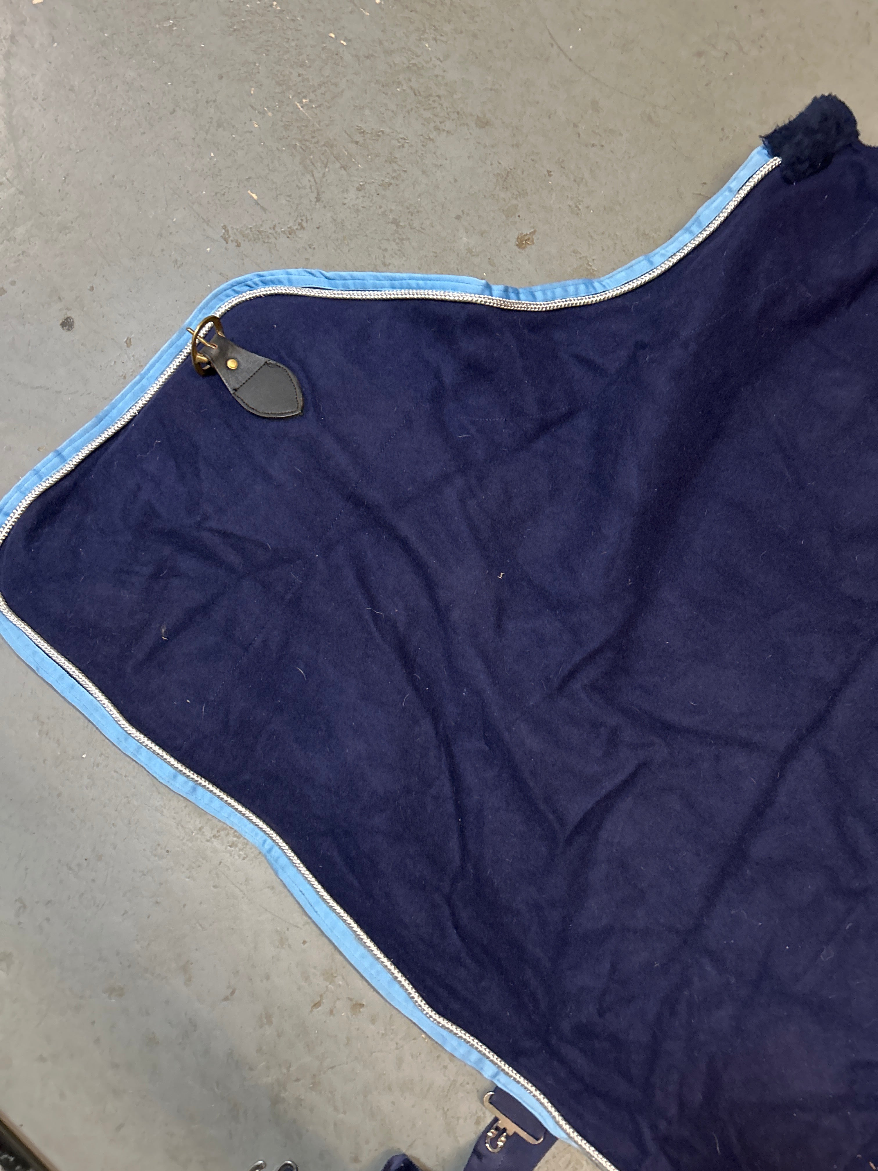 Navy Wool Cooler Large-Horse Blanket-Consignment-Evolution Equestrian Co.
