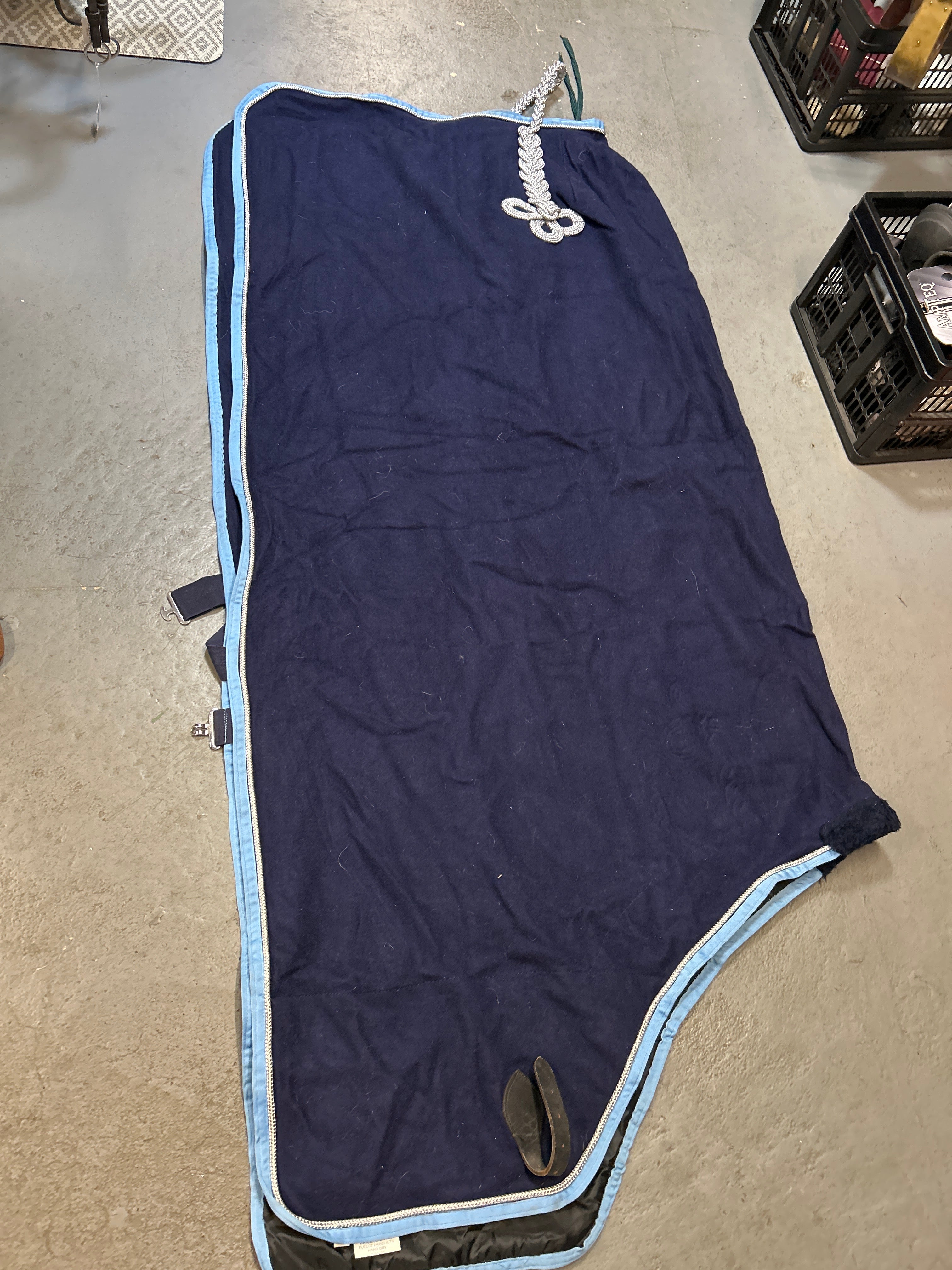 Navy Wool Cooler Large-Horse Blanket-Consignment-Evolution Equestrian Co.