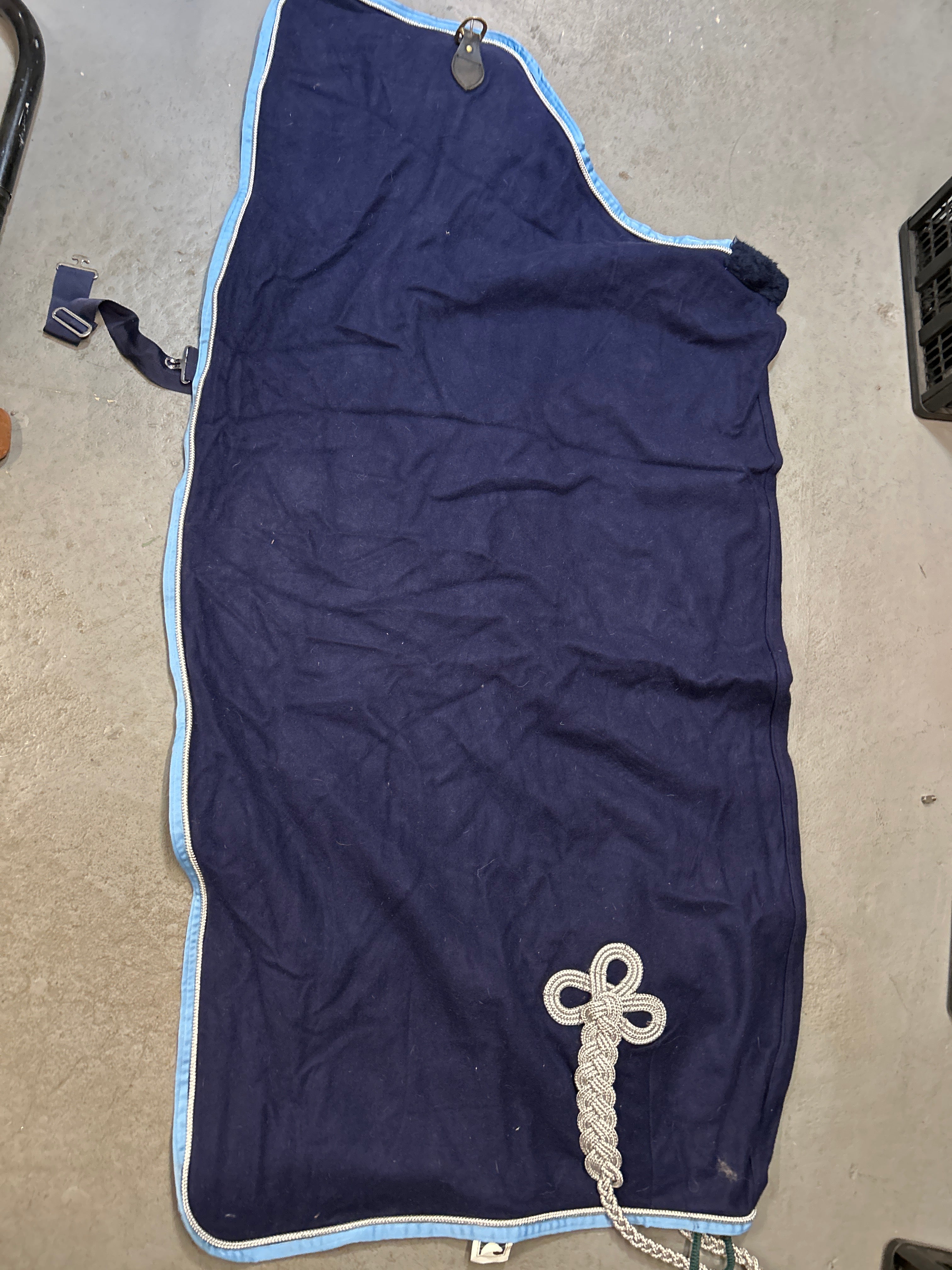 Navy Wool Cooler Large-Horse Blanket-Consignment-Evolution Equestrian Co.