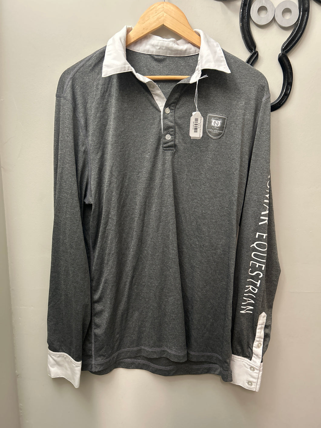 Noel Asmar Grey Shirt Large-Riding Shirts-Consignment-Evolution Equestrian Co.