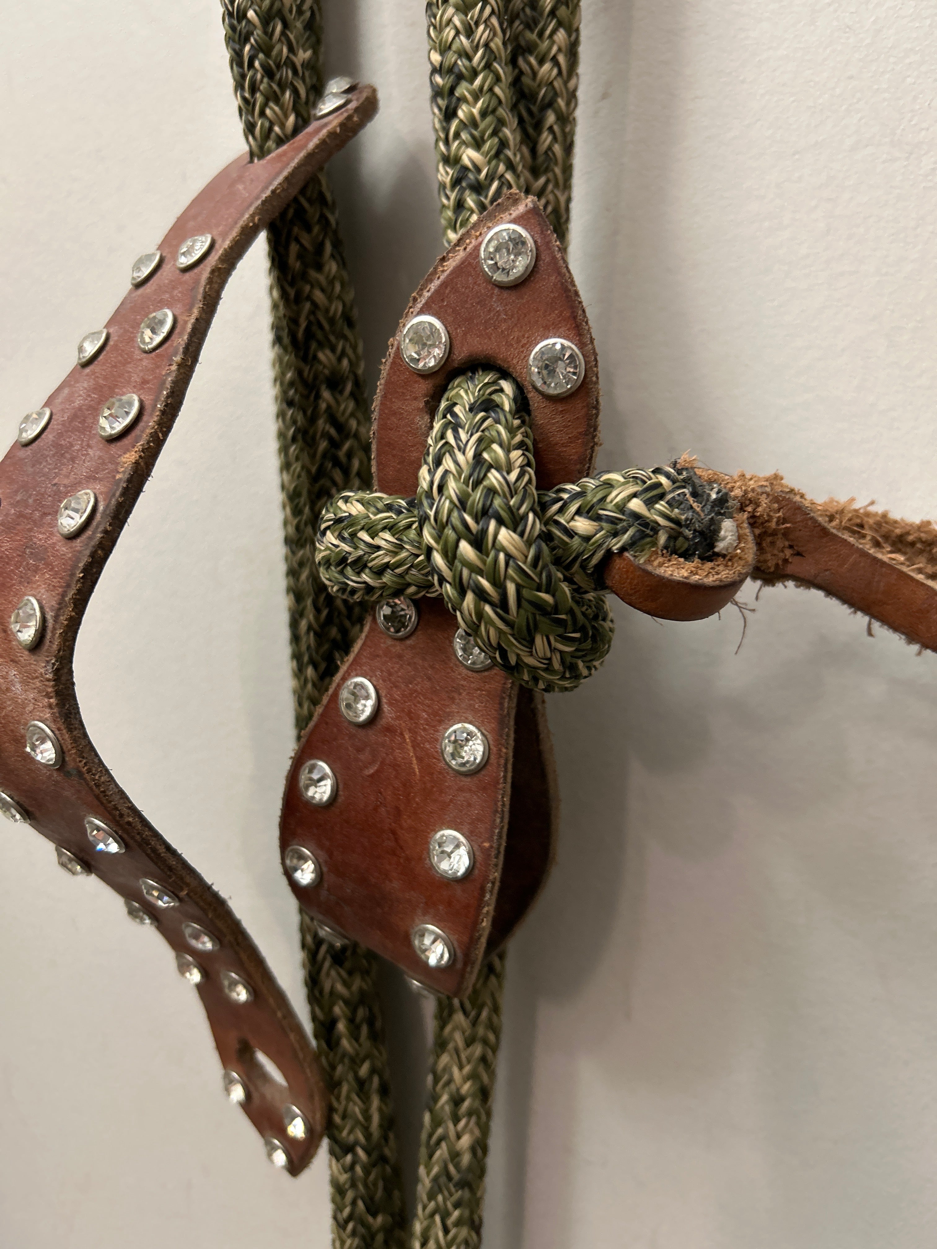 Olive Green Western Rope Reins with Slobber Straps-Western Reins-Consignment-Evolution Equestrian Co.