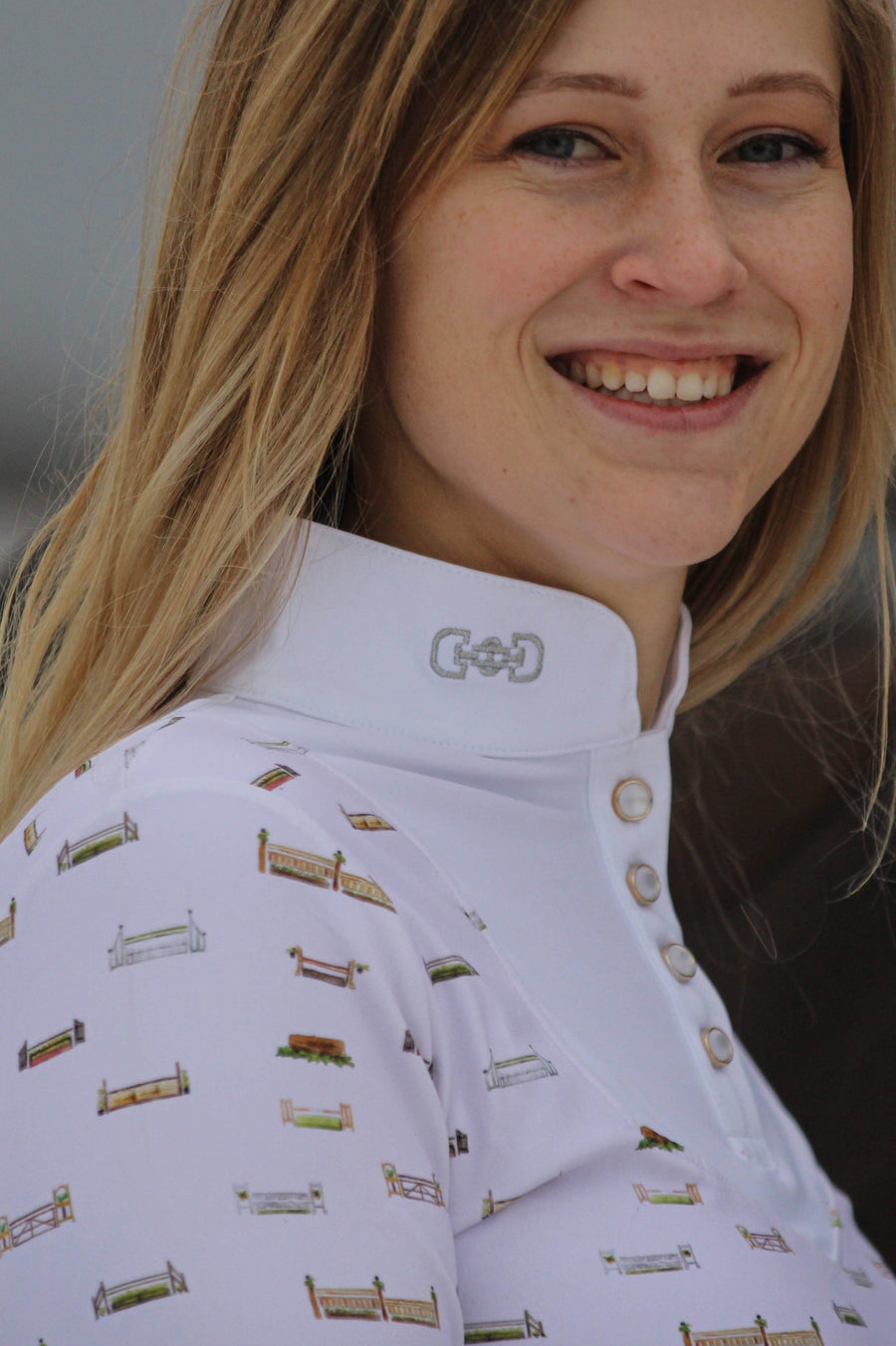 On The Hunt Hunt & Heritage Scallop Long Sleeve Show Shirt-Riding Shirts-Consignment-XSmall-Evolution Equestrian Co.