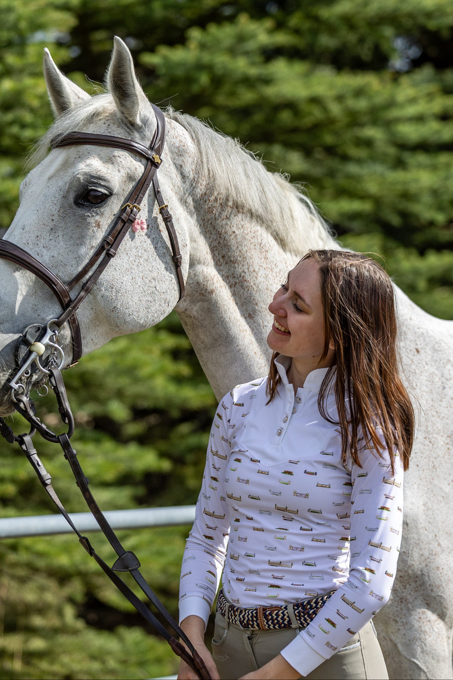 On The Hunt Hunt & Heritage Scallop Long Sleeve Show Shirt-Riding Shirts-Consignment-XSmall-Evolution Equestrian Co.