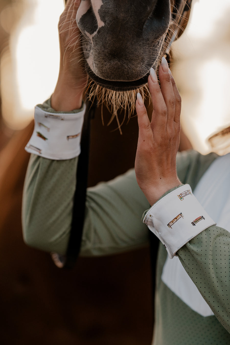 On The Hunt Hunt & Heritage Spring Meadow Perforated Long Sleeve Show Shirt-Riding Shirts-Consignment-Large-Evolution Equestrian Co.