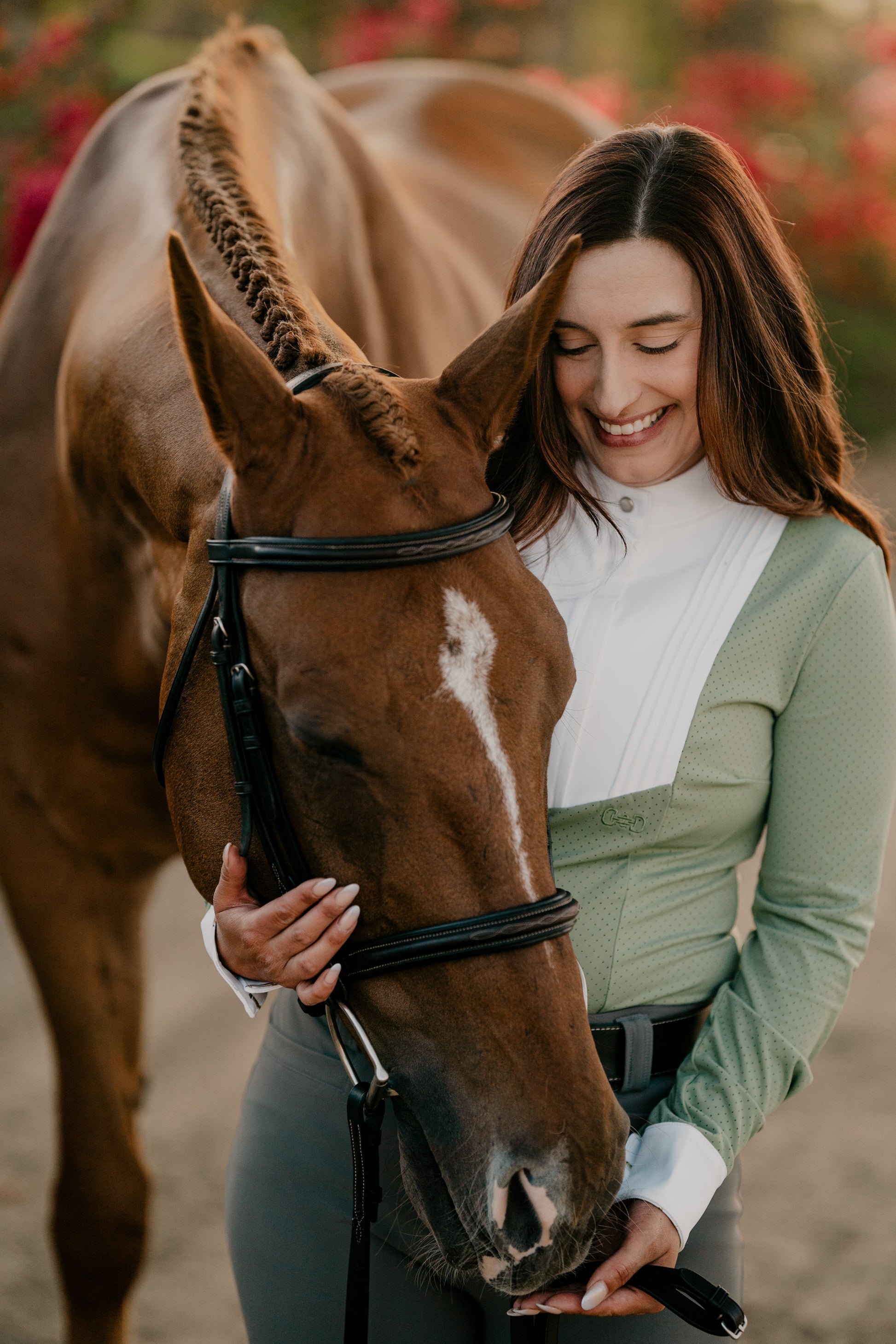 On The Hunt Hunt & Heritage Spring Meadow Perforated Long Sleeve Show Shirt-Riding Shirts-Consignment-Large-Evolution Equestrian Co.