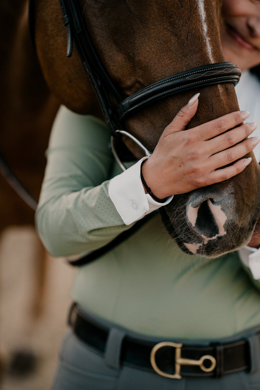 On The Hunt Hunt & Heritage Spring Meadow Perforated Long Sleeve Show Shirt-Riding Shirts-Consignment-Large-Evolution Equestrian Co.