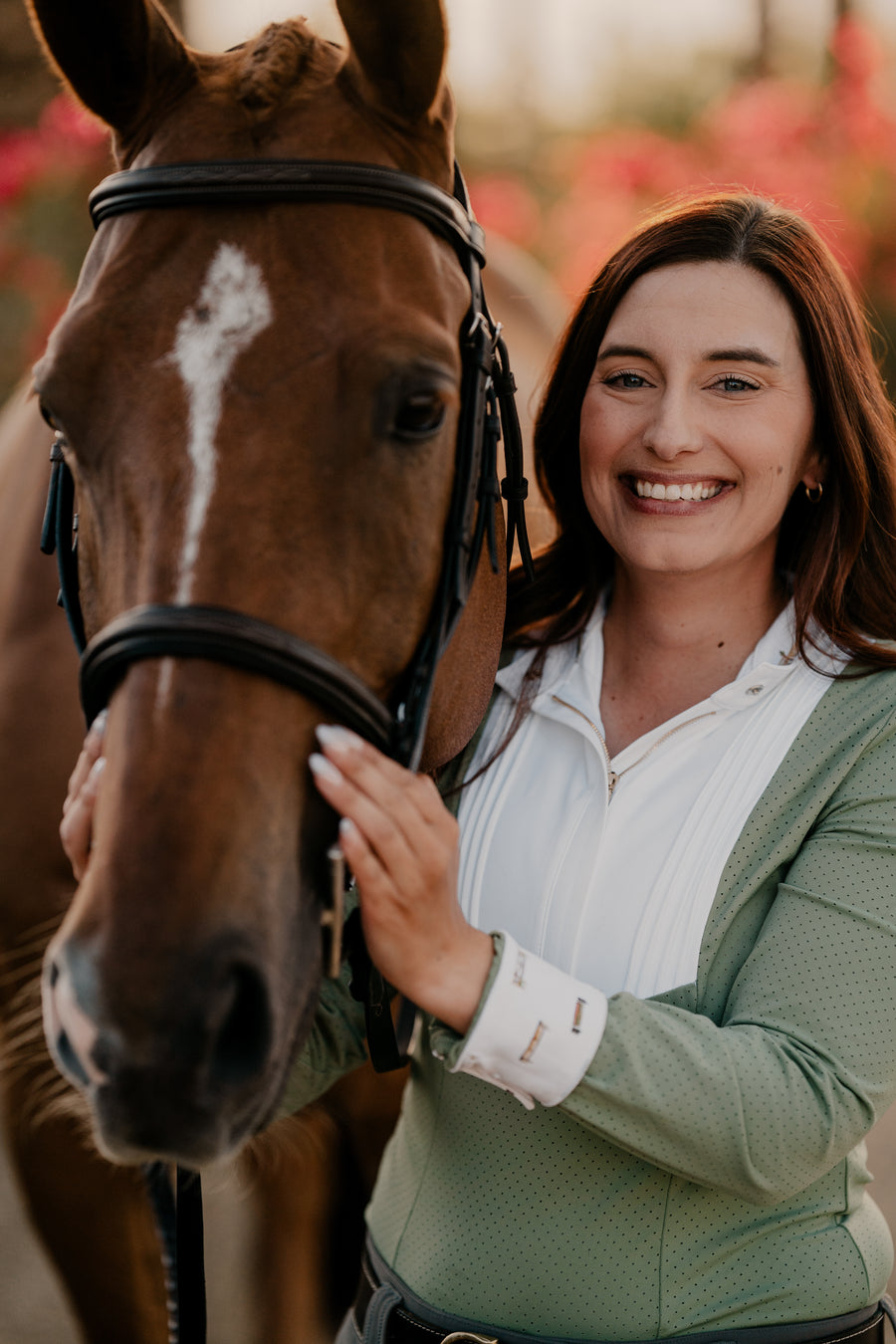 On The Hunt Hunt & Heritage Spring Meadow Perforated Long Sleeve Show Shirt-Riding Shirts-Consignment-Large-Evolution Equestrian Co.