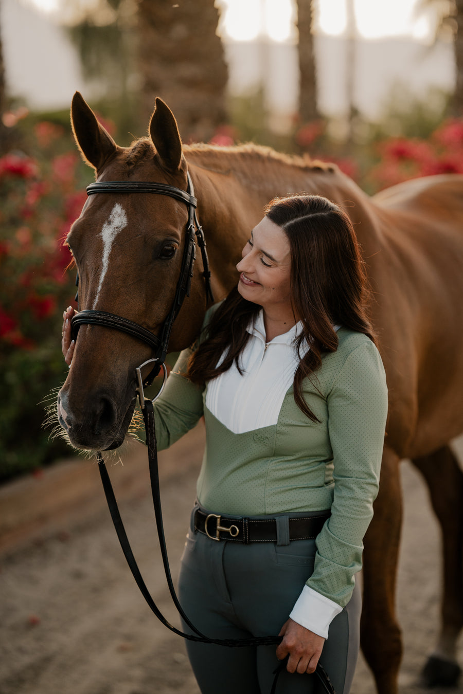 On The Hunt Hunt & Heritage Spring Meadow Perforated Long Sleeve Show Shirt-Riding Shirts-Consignment-Large-Evolution Equestrian Co.