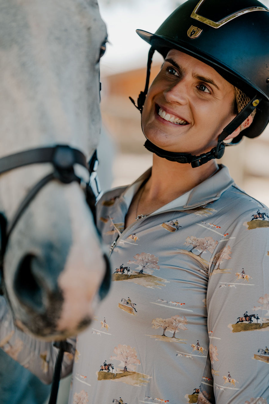 On The Hunt Lavender Fields Micro Perforated Quarter Zip Shirt-Riding Shirts-Consignment-XSmall-Evolution Equestrian Co.