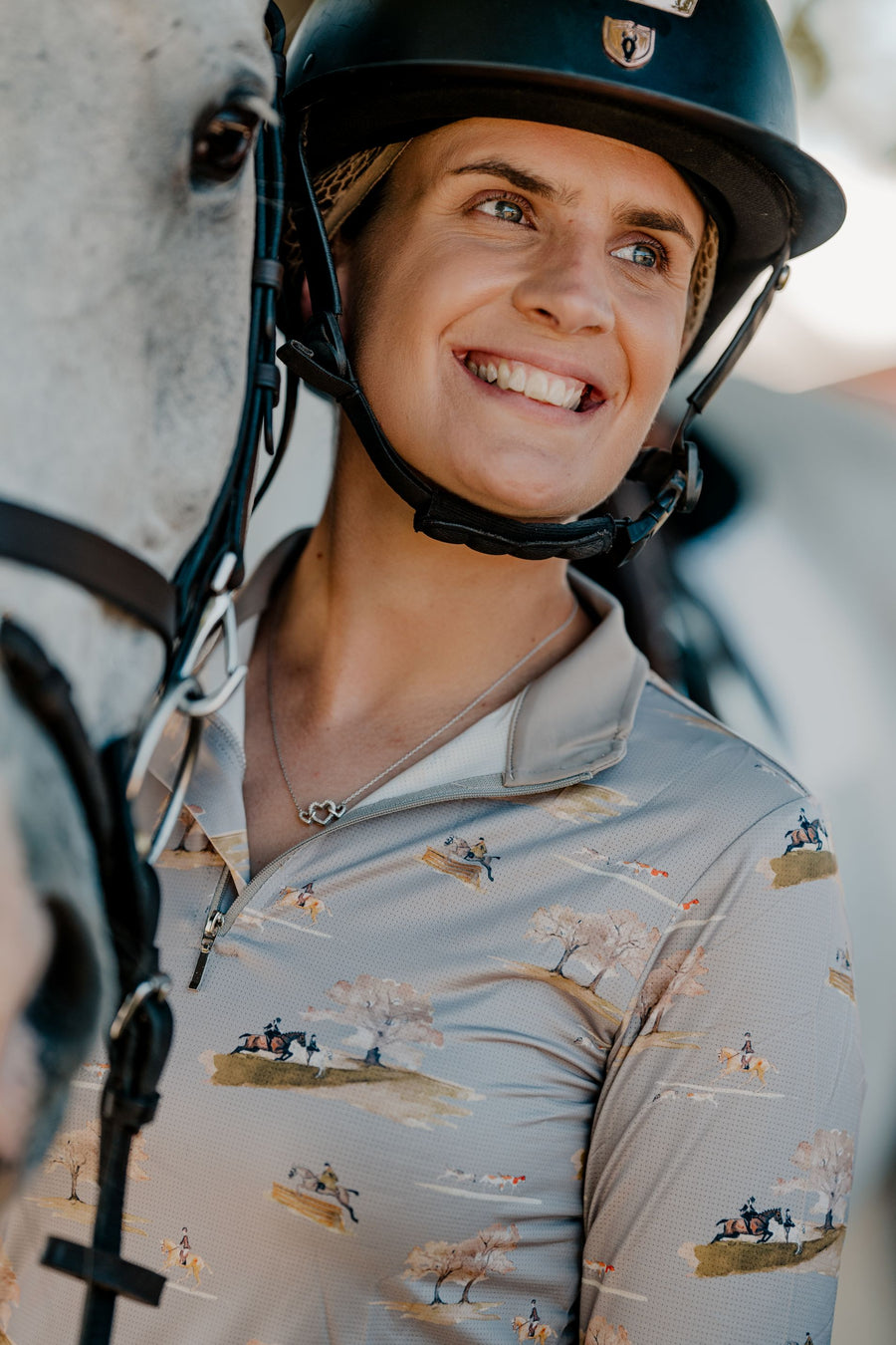 On The Hunt Lavender Fields Micro Perforated Quarter Zip Shirt-Riding Shirts-Consignment-XSmall-Evolution Equestrian Co.