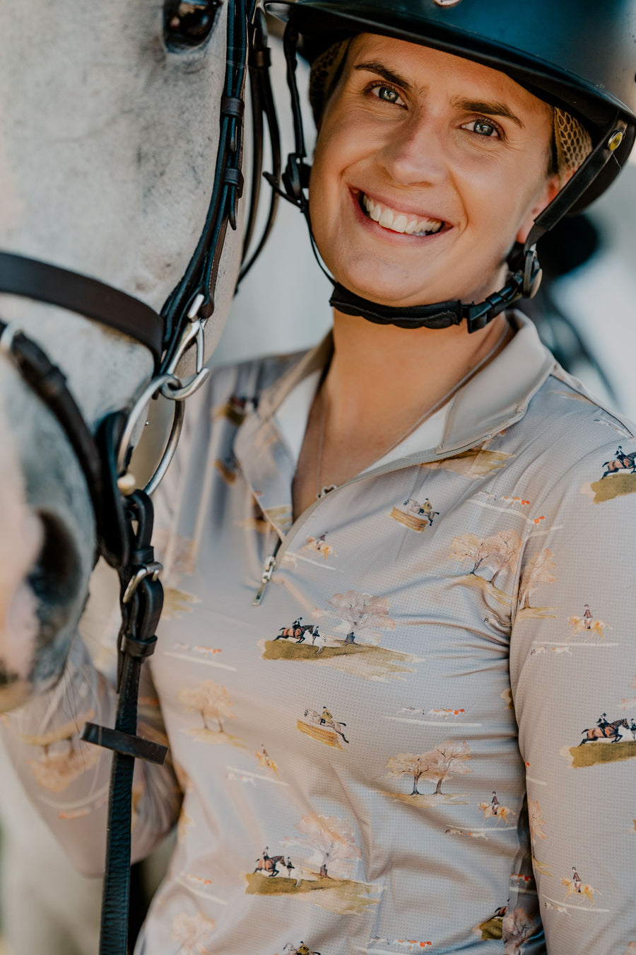 On The Hunt Lavender Fields Micro Perforated Quarter Zip Shirt-Riding Shirts-Consignment-XSmall-Evolution Equestrian Co.