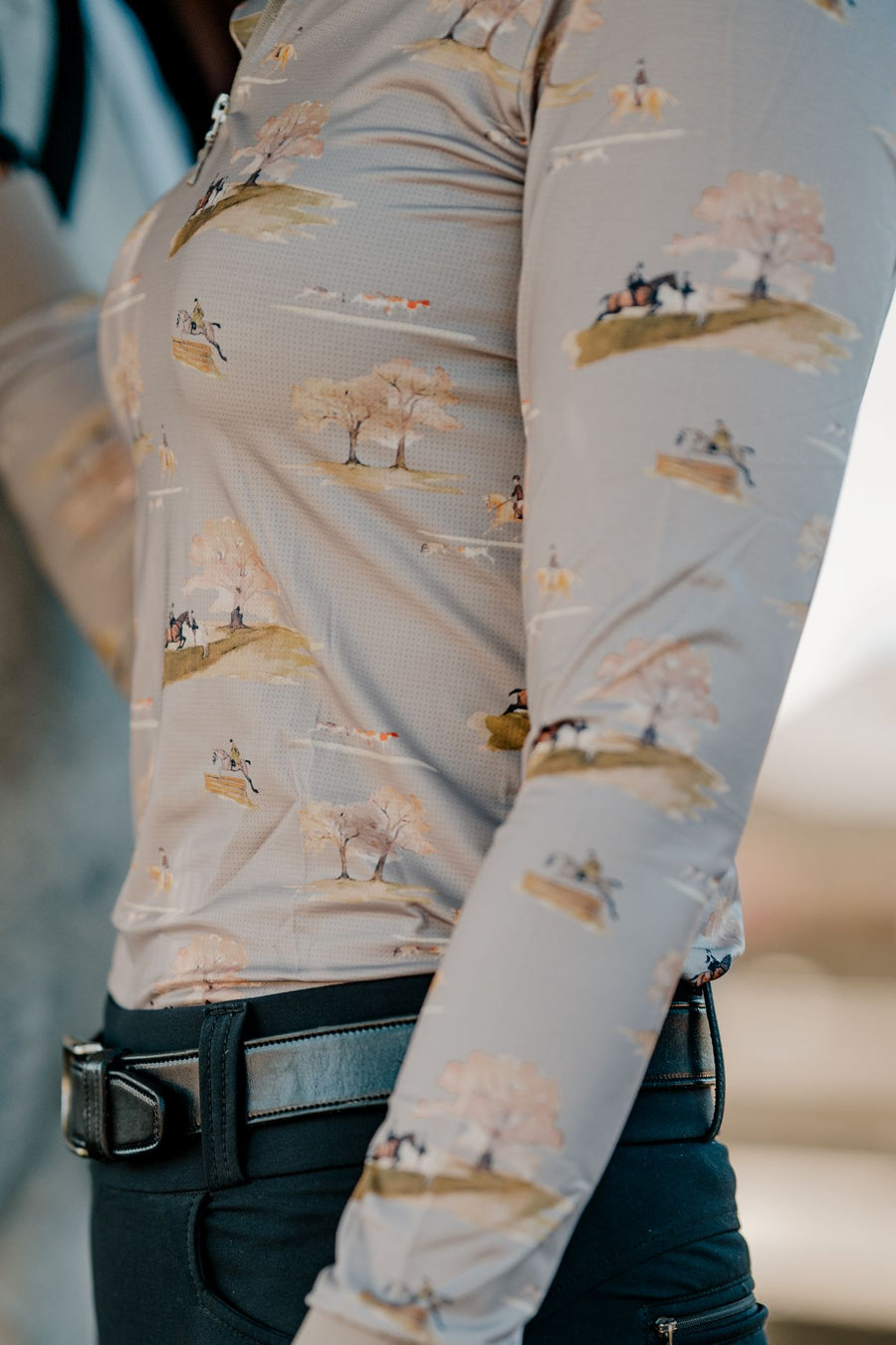 On The Hunt Lavender Fields Micro Perforated Quarter Zip Shirt-Riding Shirts-Consignment-XSmall-Evolution Equestrian Co.