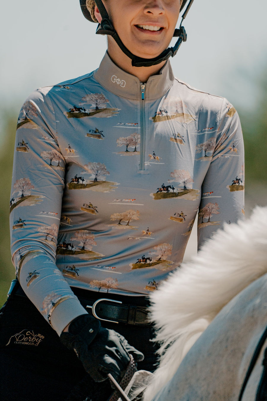 On The Hunt Lavender Fields Micro Perforated Quarter Zip Shirt-Riding Shirts-Consignment-XSmall-Evolution Equestrian Co.