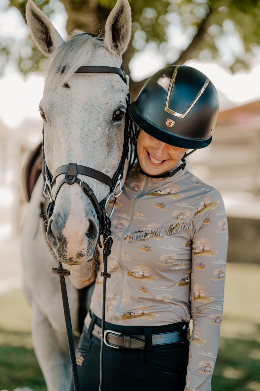 On The Hunt Lavender Fields Ruffle Breeze Shirt-Riding Shirts-Consignment-XSmall-Evolution Equestrian Co.