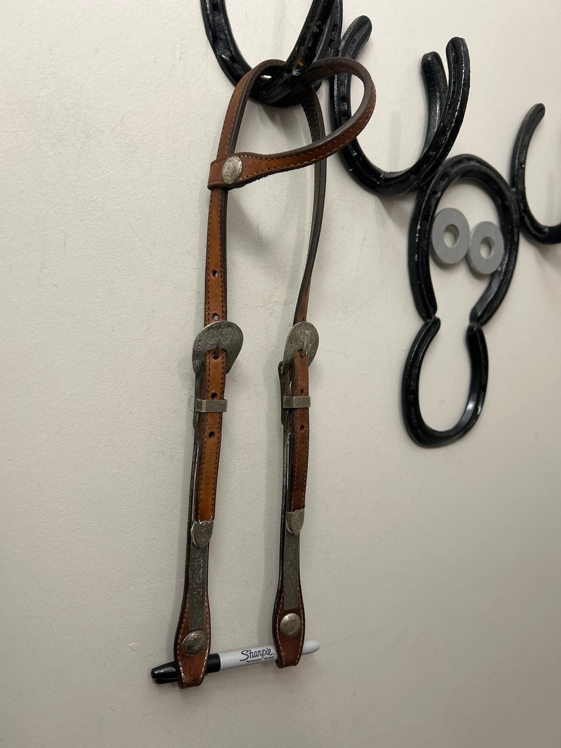 One Ear Western Headstall with Silver-Western Headstall-Consignment-Evolution Equestrian Co.