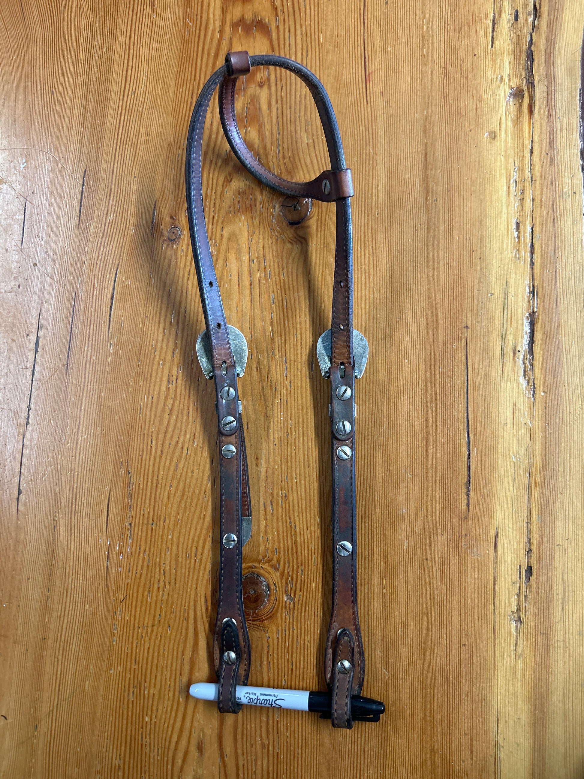 One Ear Western Headstall with Silver-Western Headstall-Consignment-Evolution Equestrian Co.