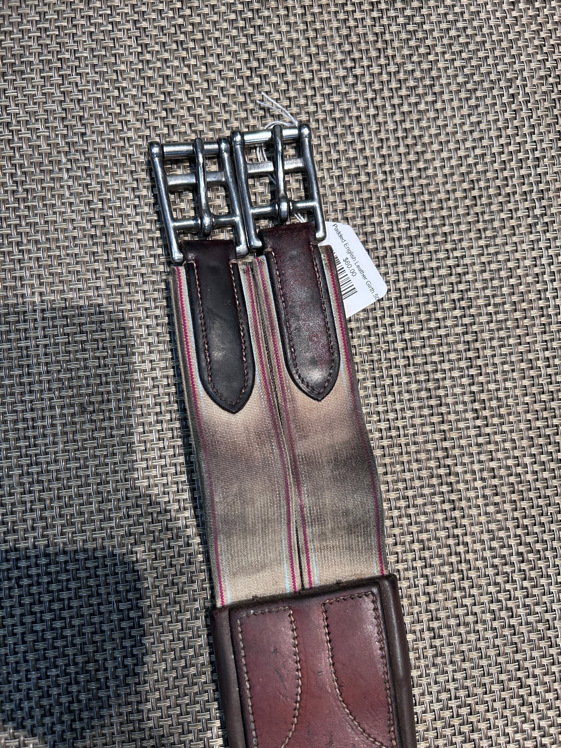 Padded English Leather Girth 50"-English Girth-Consignment-Evolution Equestrian Co.