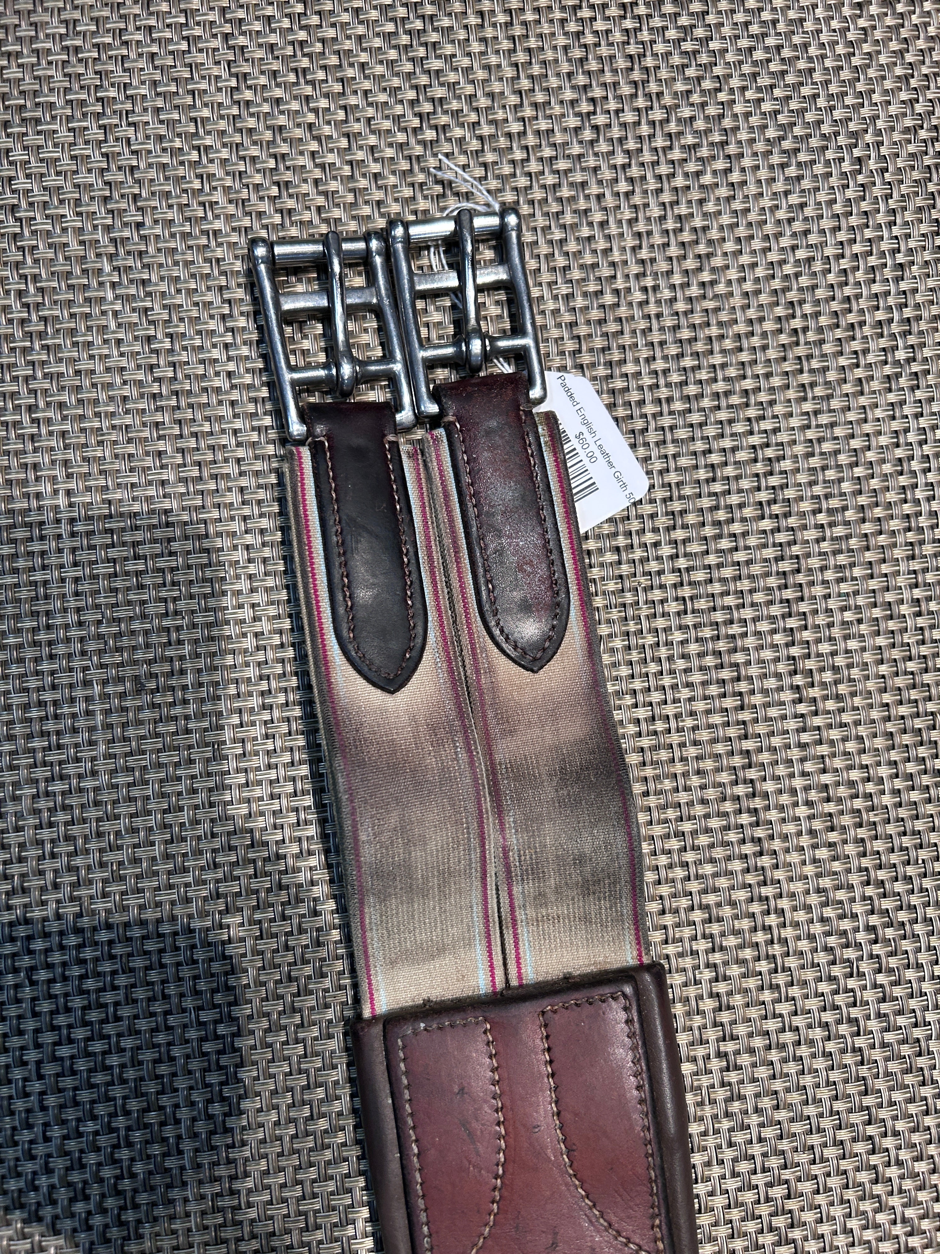Padded English Leather Girth 50"-English Girth-Consignment-Evolution Equestrian Co.