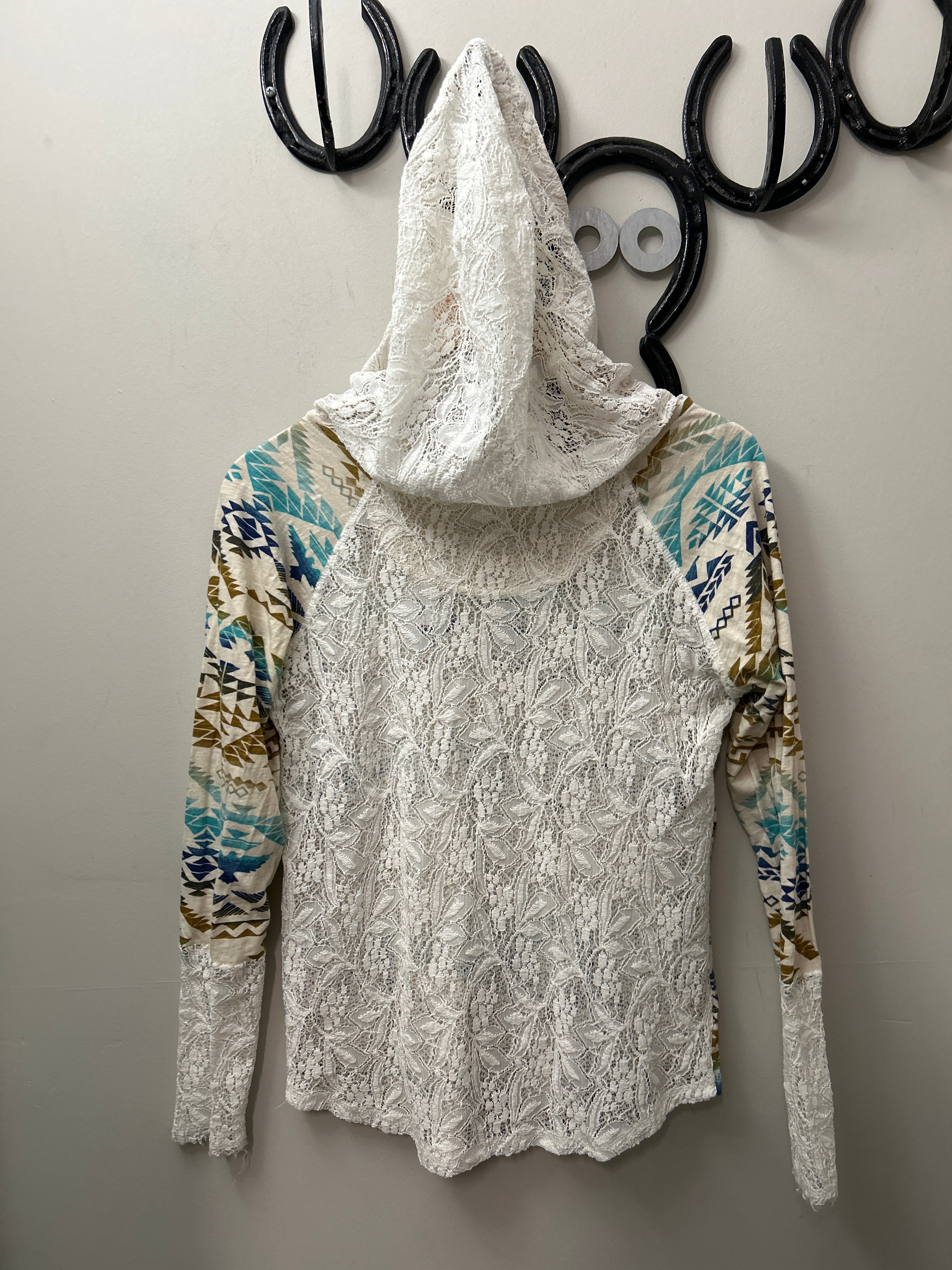 Panhandle Lace and Aztec Light Hoody-Western Shirt-Consignment-Evolution Equestrian Co.
