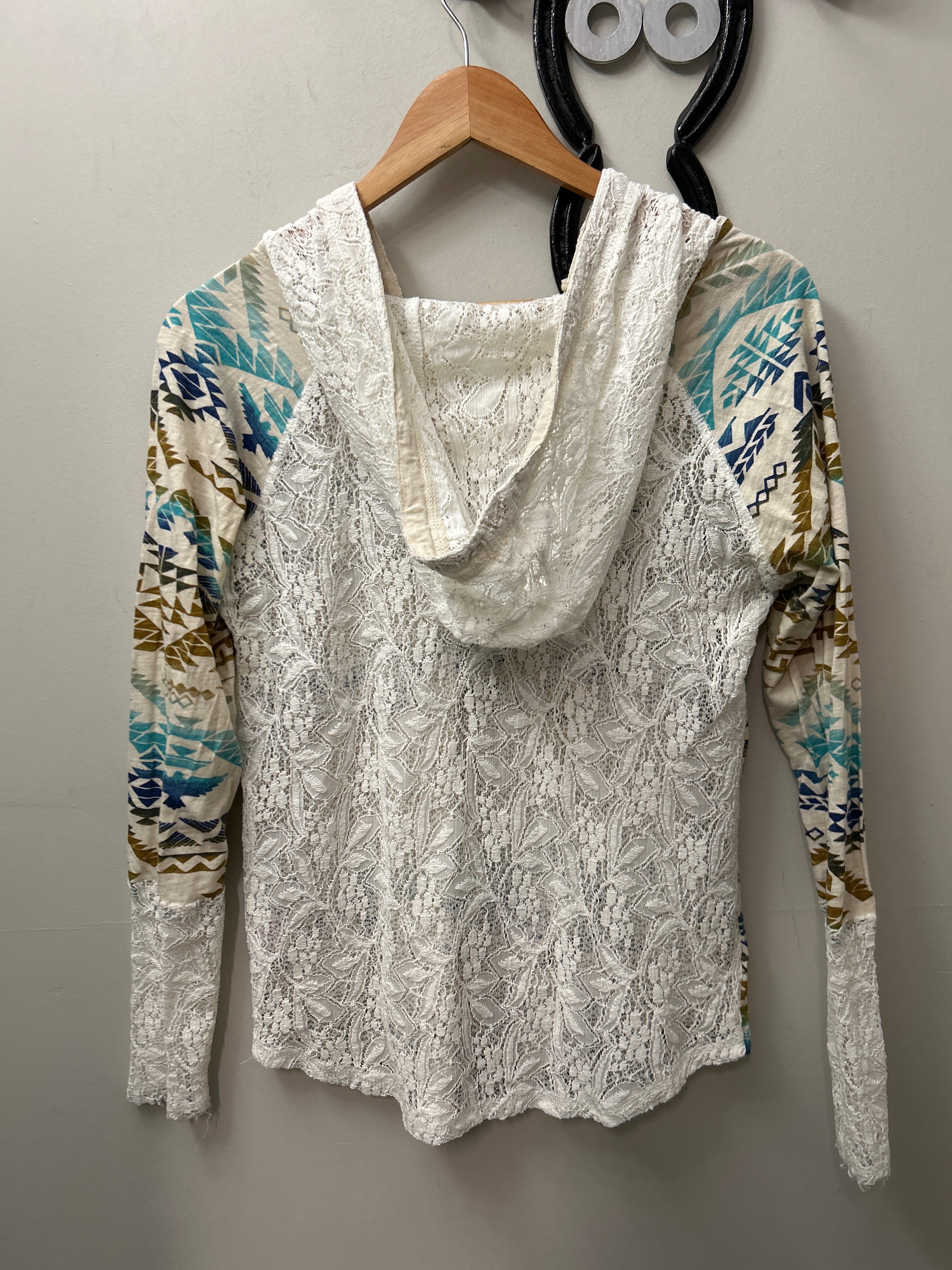 Panhandle Lace and Aztec Light Hoody-Western Shirt-Consignment-Evolution Equestrian Co.