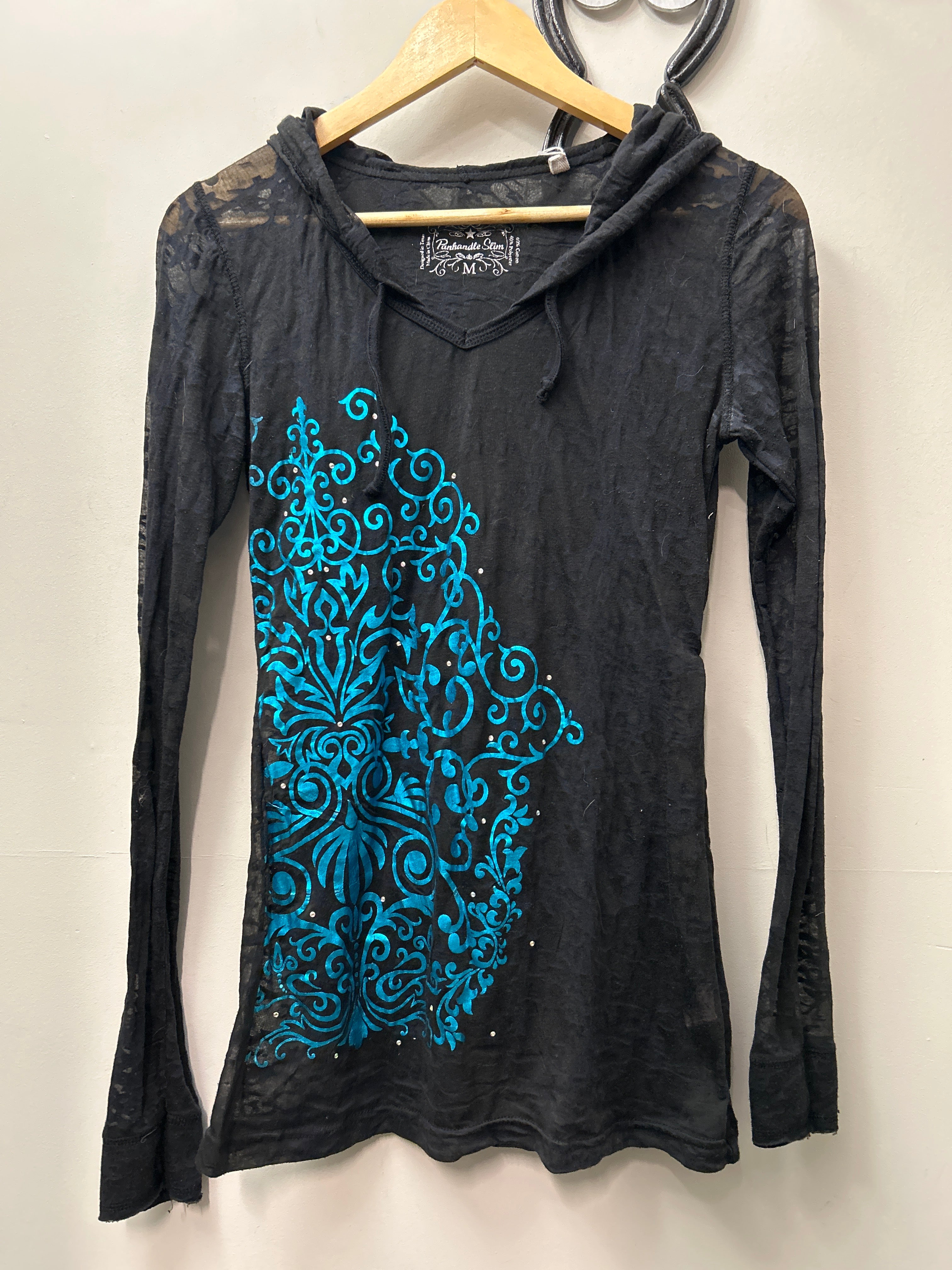 Panhandle Slim Black Sheer Hoody Medium-Riding Shirts-Consignment-Evolution Equestrian Co.