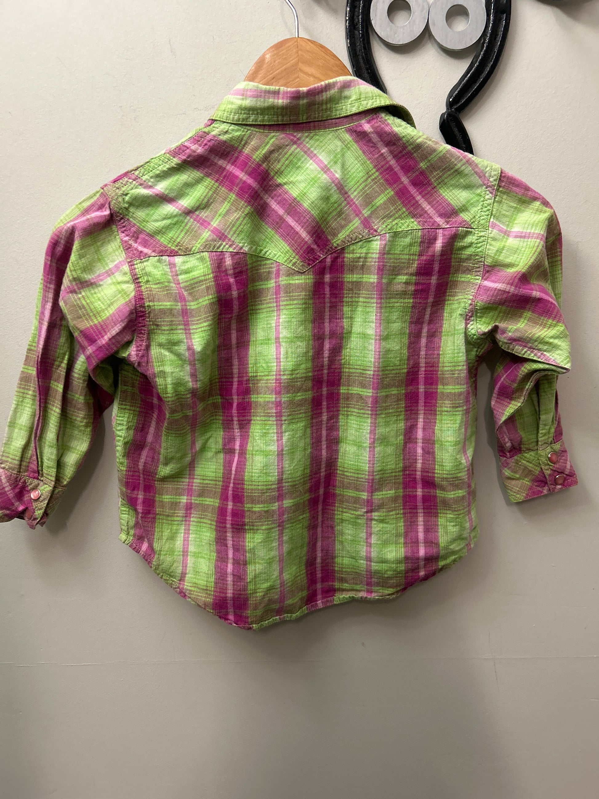 Panhandle Slim Kid's Green and Pink Shirt Small-Western Shirt-Consignment-Evolution Equestrian Co.