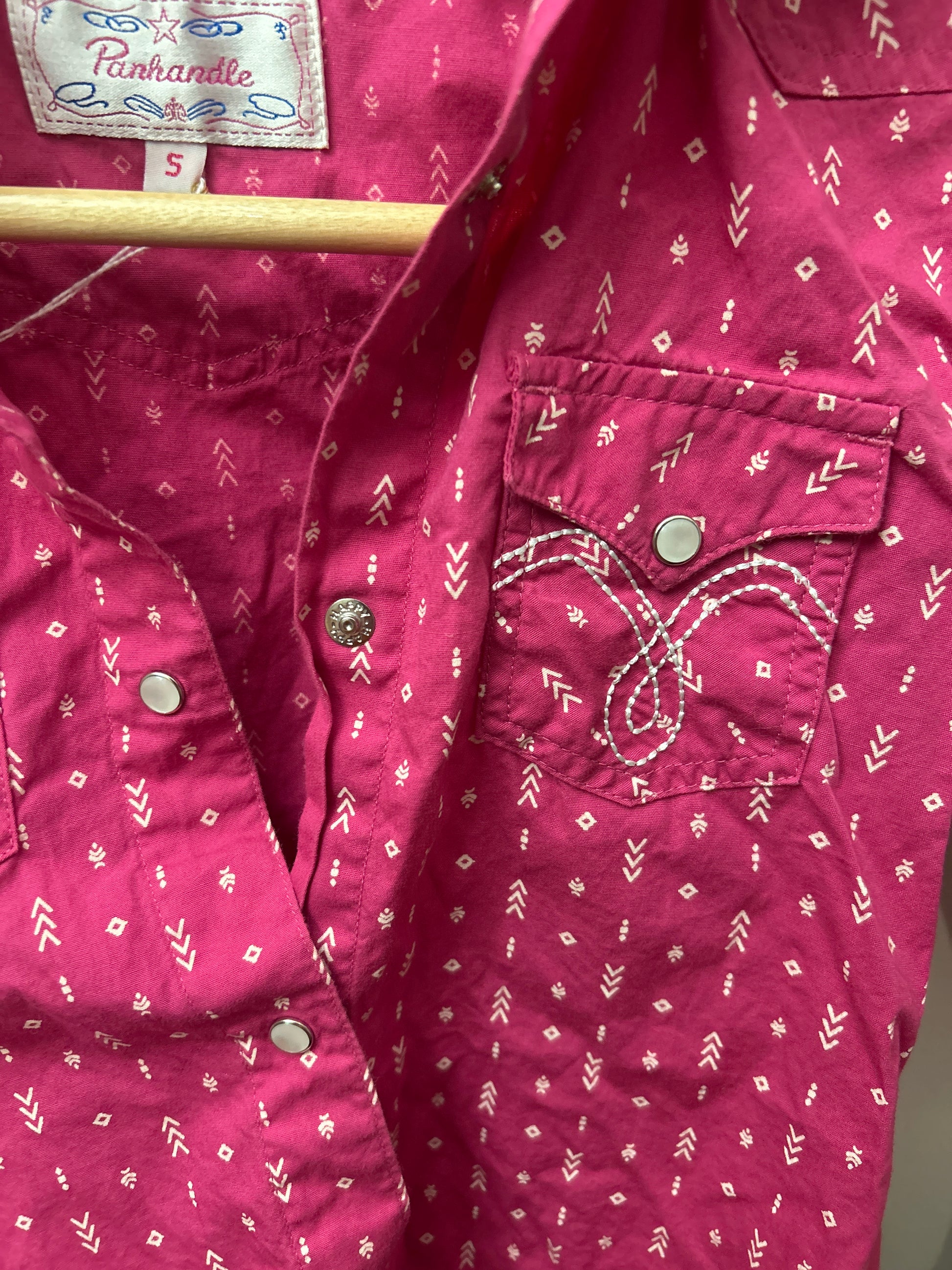 Panhandle Slim Kids Pink Western Shirt Small-Riding Shirts-Consignment-Evolution Equestrian Co.