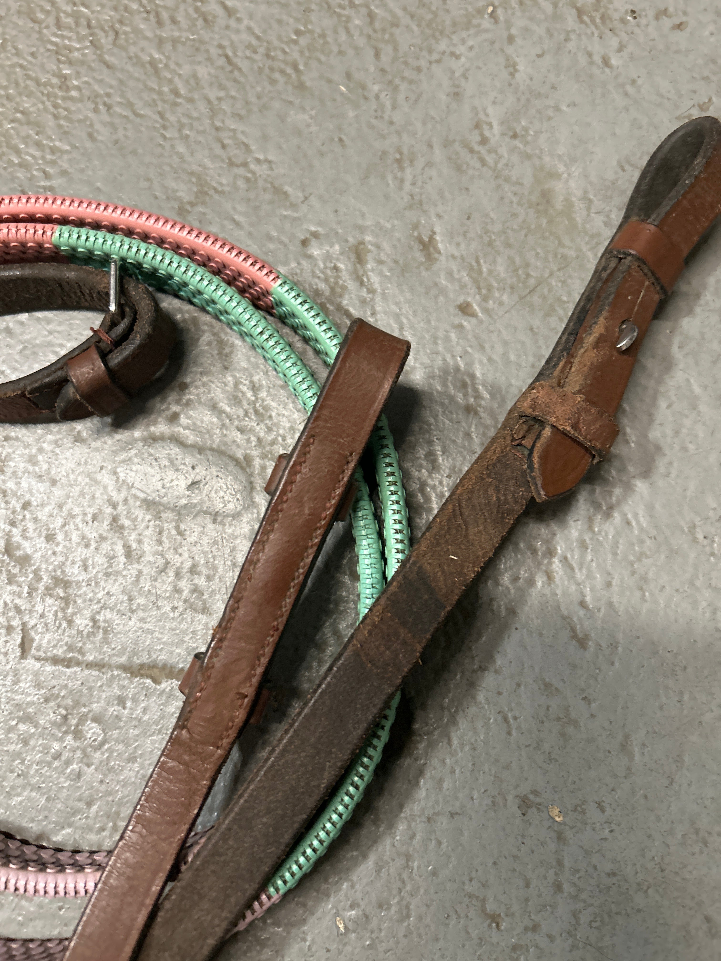 Pastel Rainbow Rubber Reins-English Reins-Consignment-Evolution Equestrian Co.