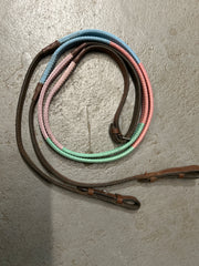 Pastel Rainbow Rubber Reins-English Reins-Consignment-Evolution Equestrian Co.